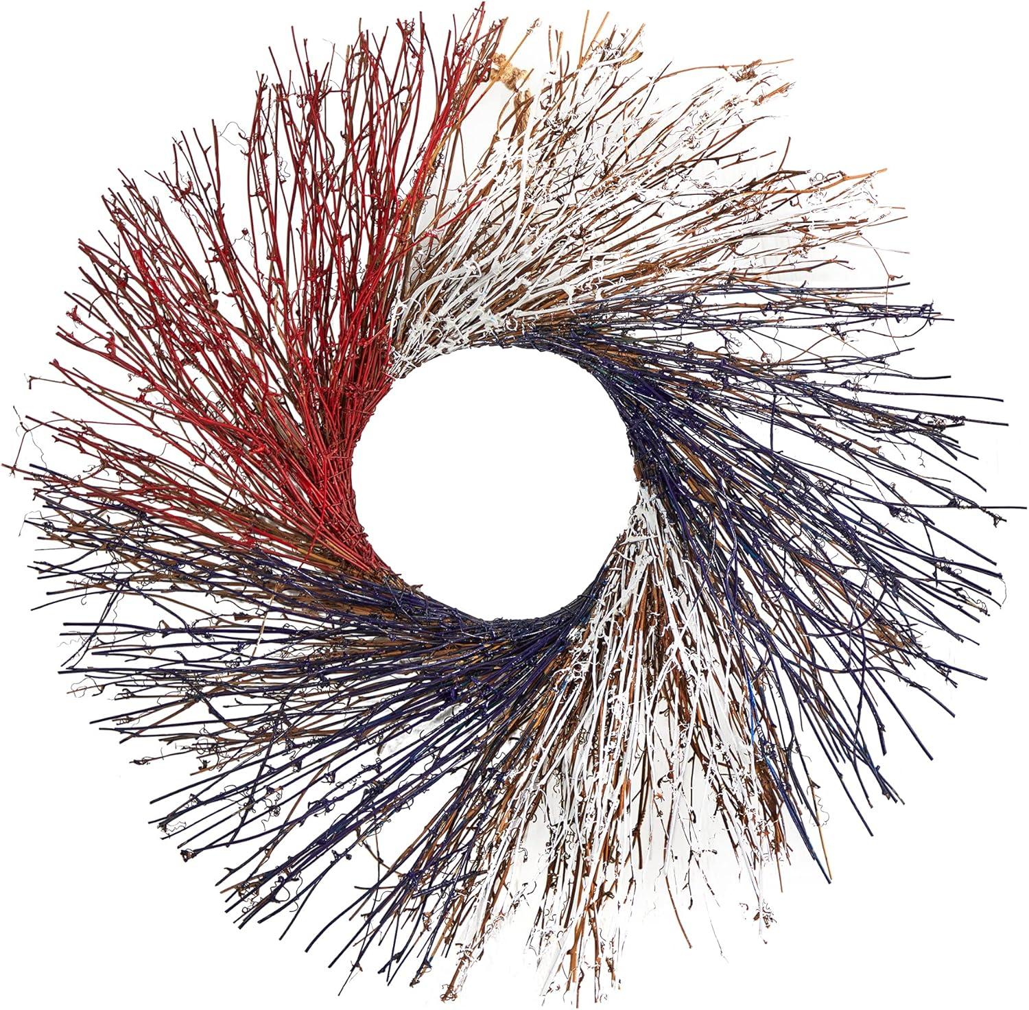 Patriotic 24'' Red, White, and Blue Artificial Twig Wreath