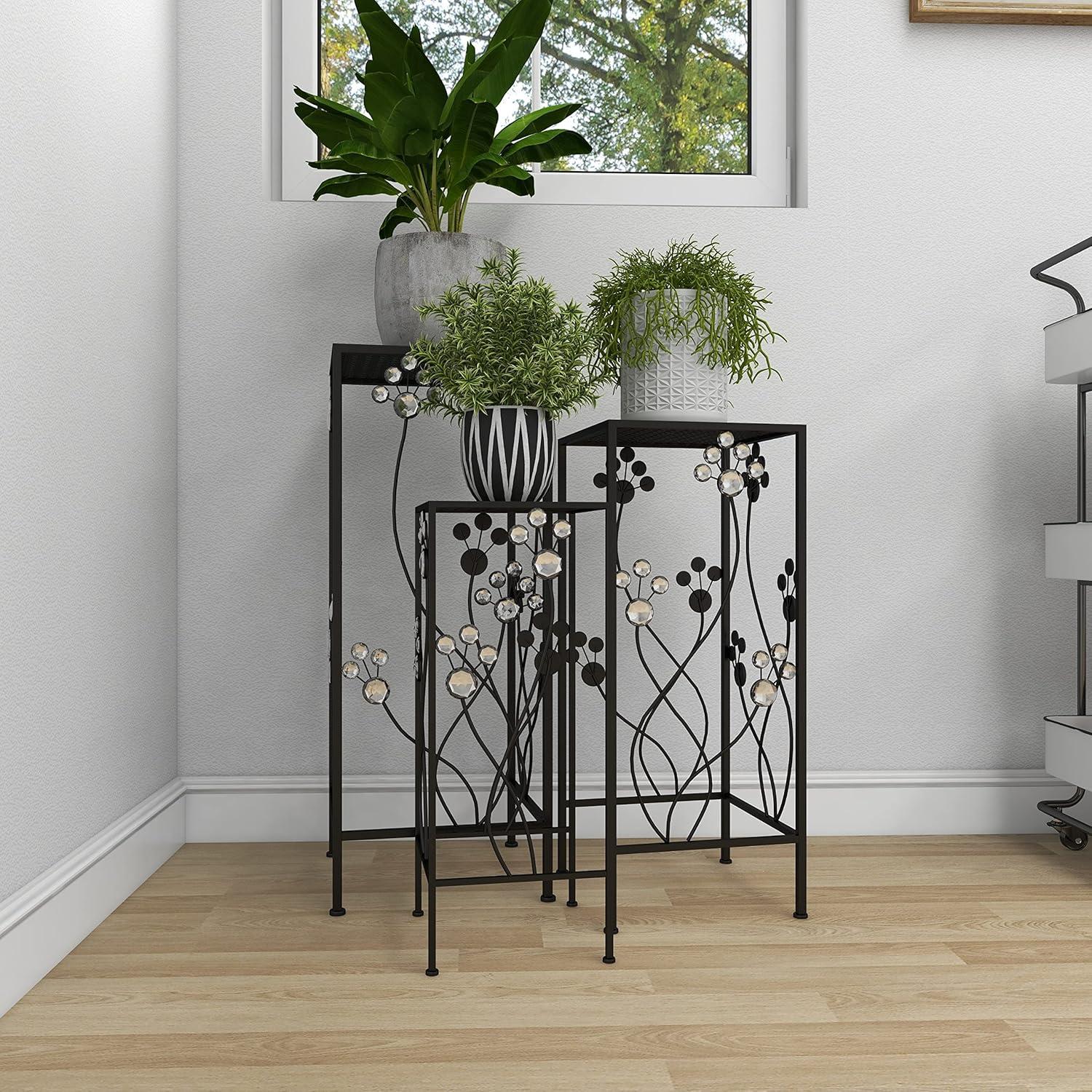 Set of 3 Modern Iron Square Plant Stands - Olivia & May