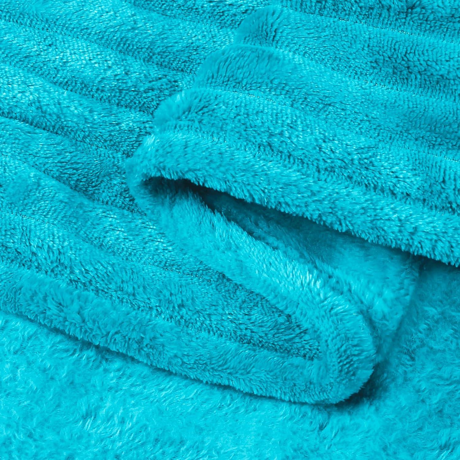 BEDELITE Fleece Throw Blanket for Couch 3D Ribbed Jacquard Cozy, Fluffy, Plush Lightweight Caribbean Sea Throw Blankets for Bed, Sofa, 50x60 inches