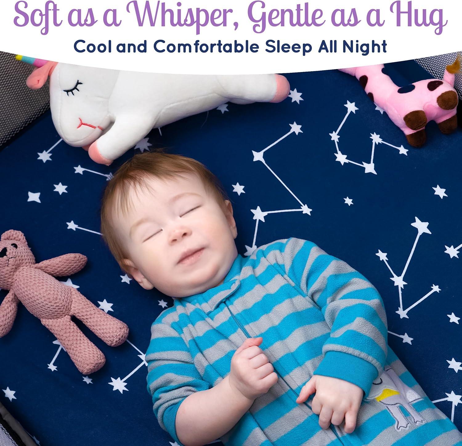 GROW WILD Pack n Play Fitted Sheets 3 Pack - 38” x 24" Jersey Cotton Crib Sheets