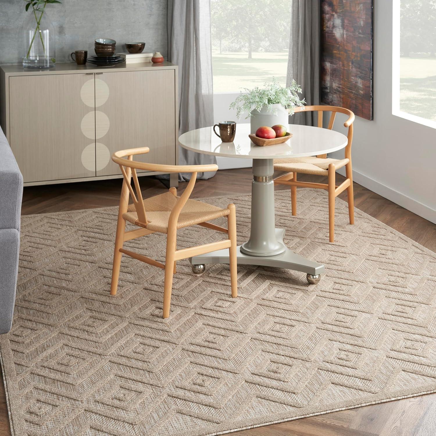 Nourison Versatile 9' x 12' Natural Beige Modern Indoor/Outdoor Rug