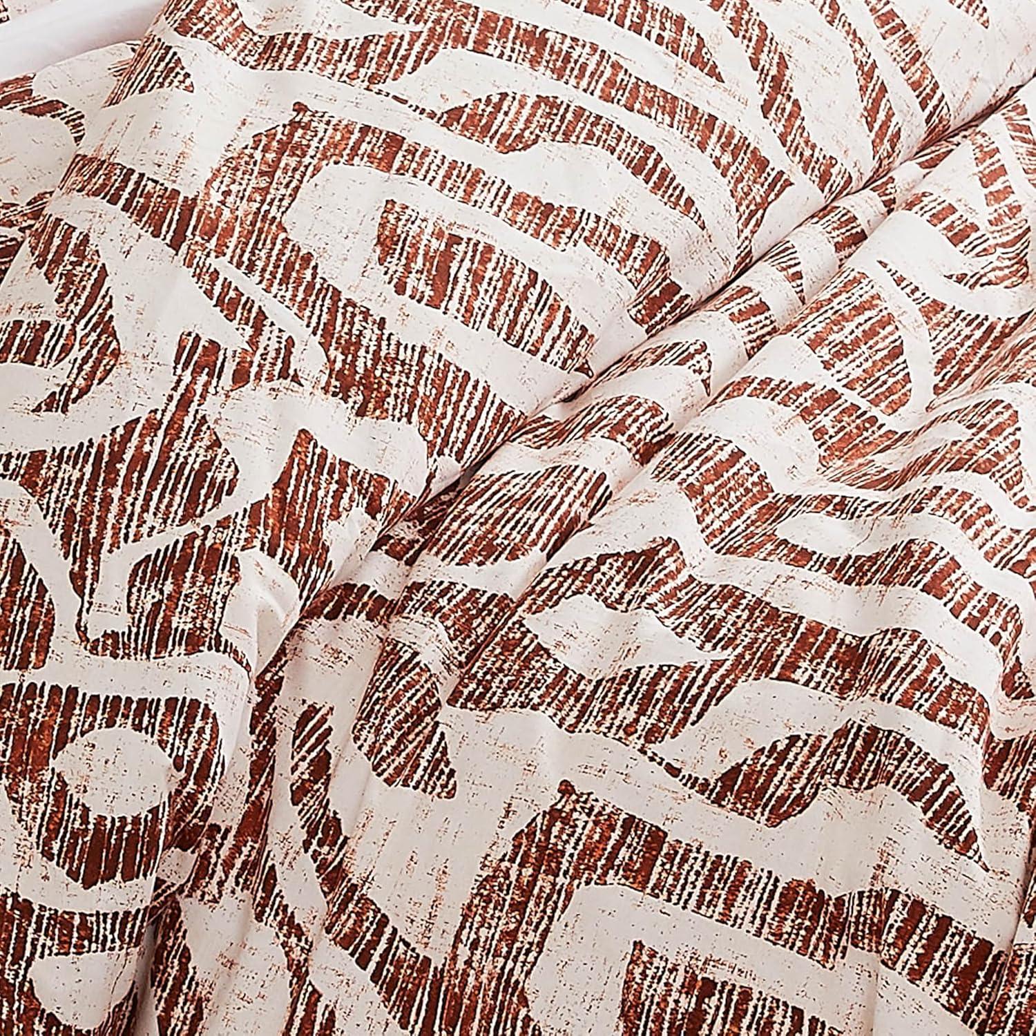 Southshore Fine Living, Inc. Oversized King Size Comforter Bedding Set, Down Alternative Filling, Modern Abstract Bed Spread, California/King Comforter & Matching Shams, Rust Khari