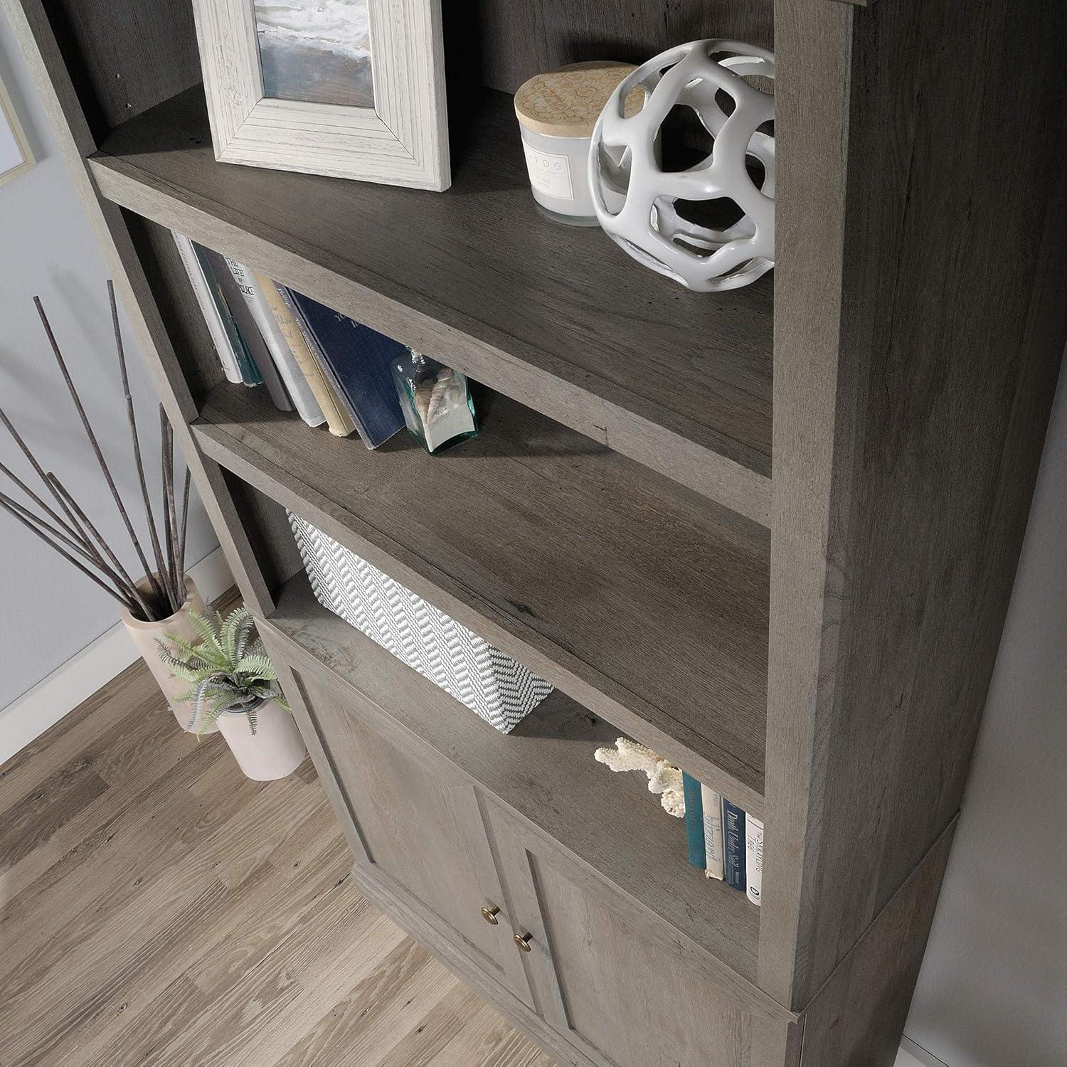 Mystic Oak Adjustable 5-Shelf Bookcase with Doors