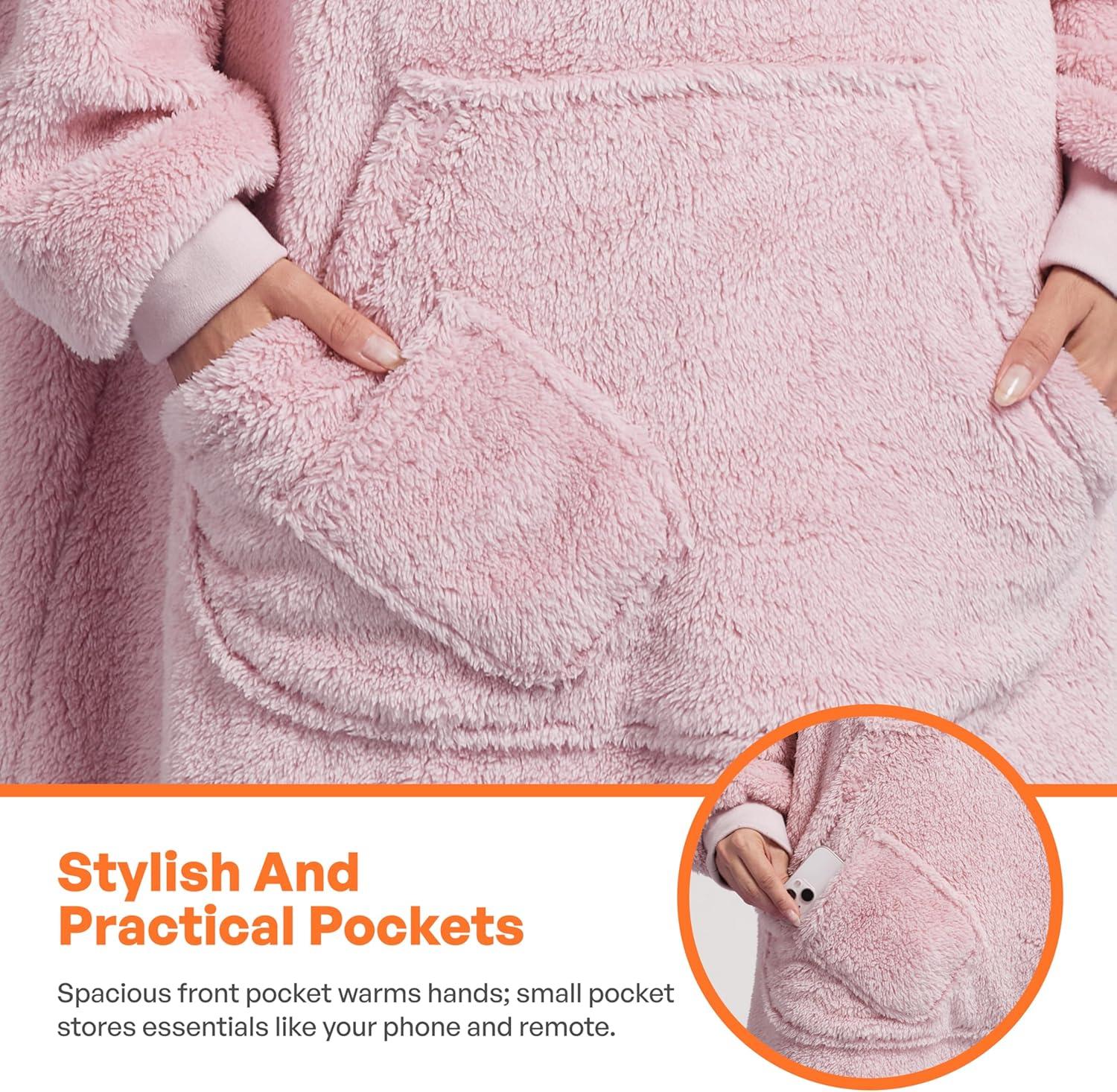 Bedsure Bedsure Wearable Blanket Hoodie Gifts For Women - Cozy Sherpa Hoodie Blanket For Adult Men, Warm Hooded Blanket Sweatshirt