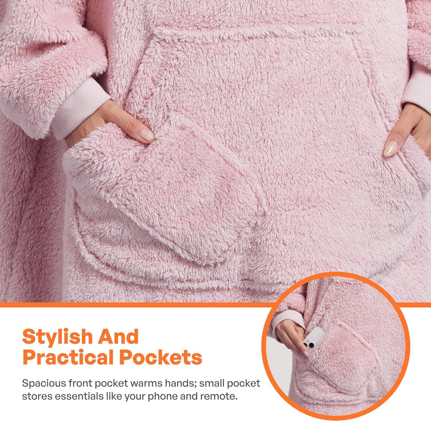 Bedsure Bedsure Wearable Blanket Hoodie Gifts For Women - Cozy Sherpa Hoodie Blanket For Adult Men, Warm Hooded Blanket Sweatshirt