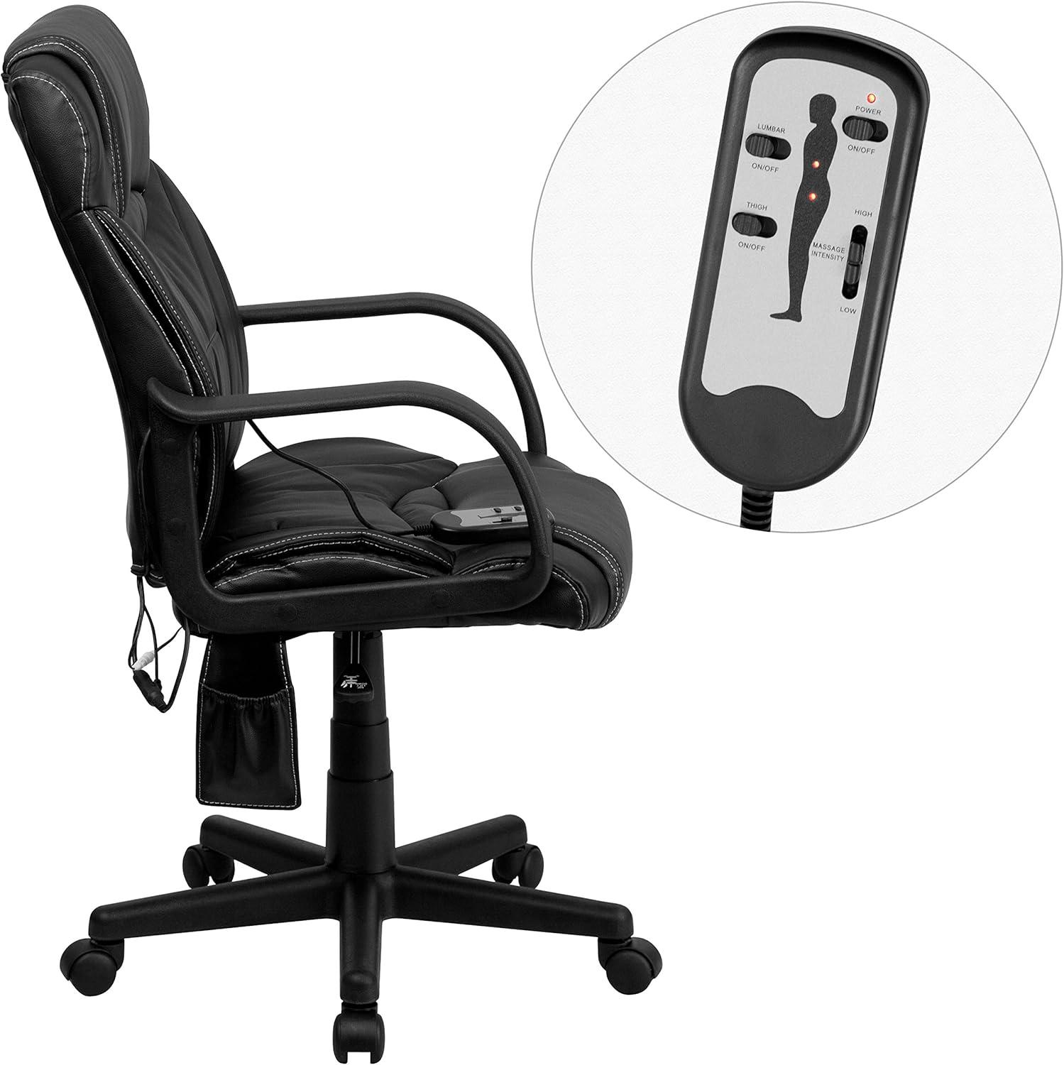 Ergonomic High-Back Black LeatherSoft Executive Swivel Chair with Massage Feature