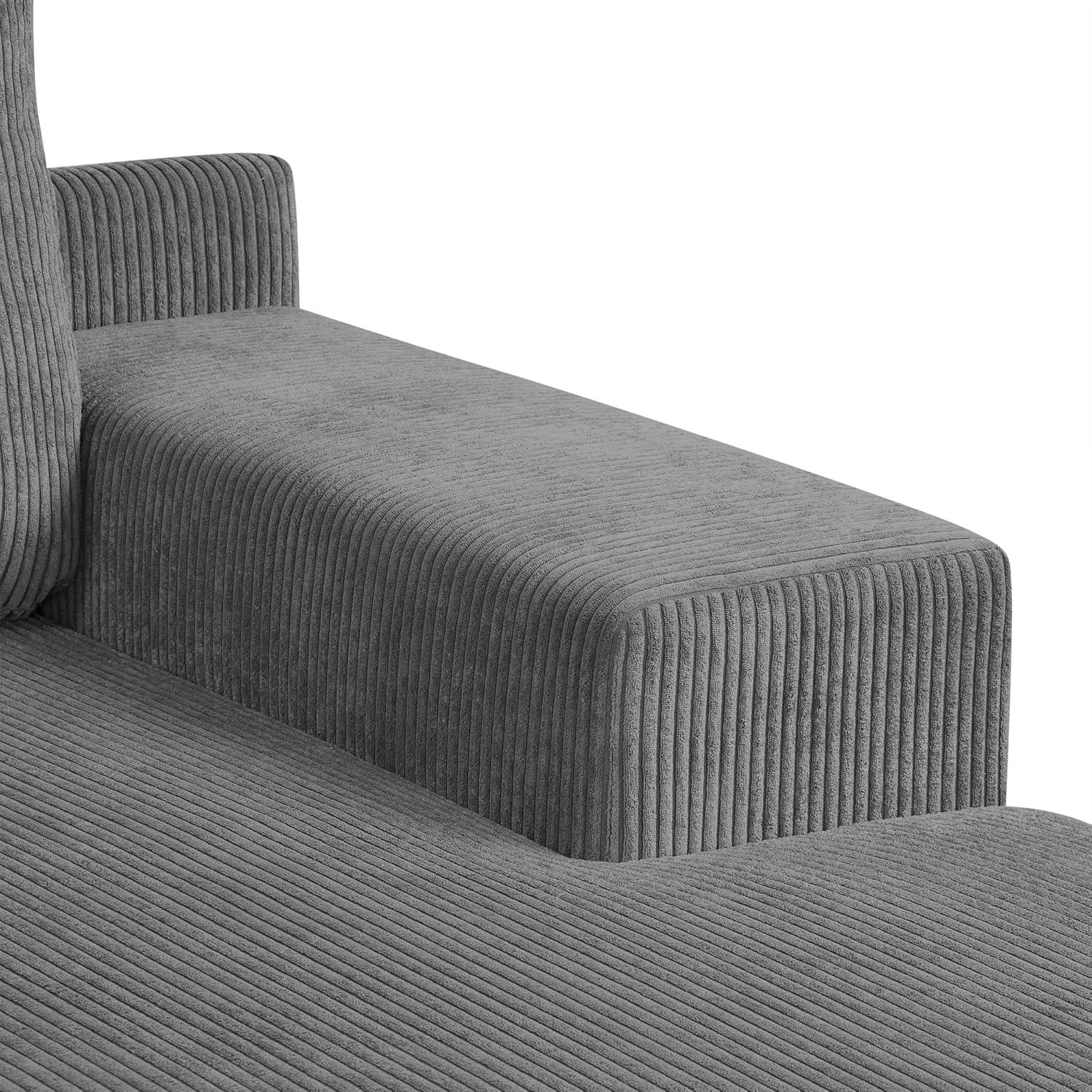 114" L-shaped Sofa Sectional Sofa with Two USB Ports and Two Power Sockets, A Storage Drawer and A Reversible Chaise Lounge for Living Room