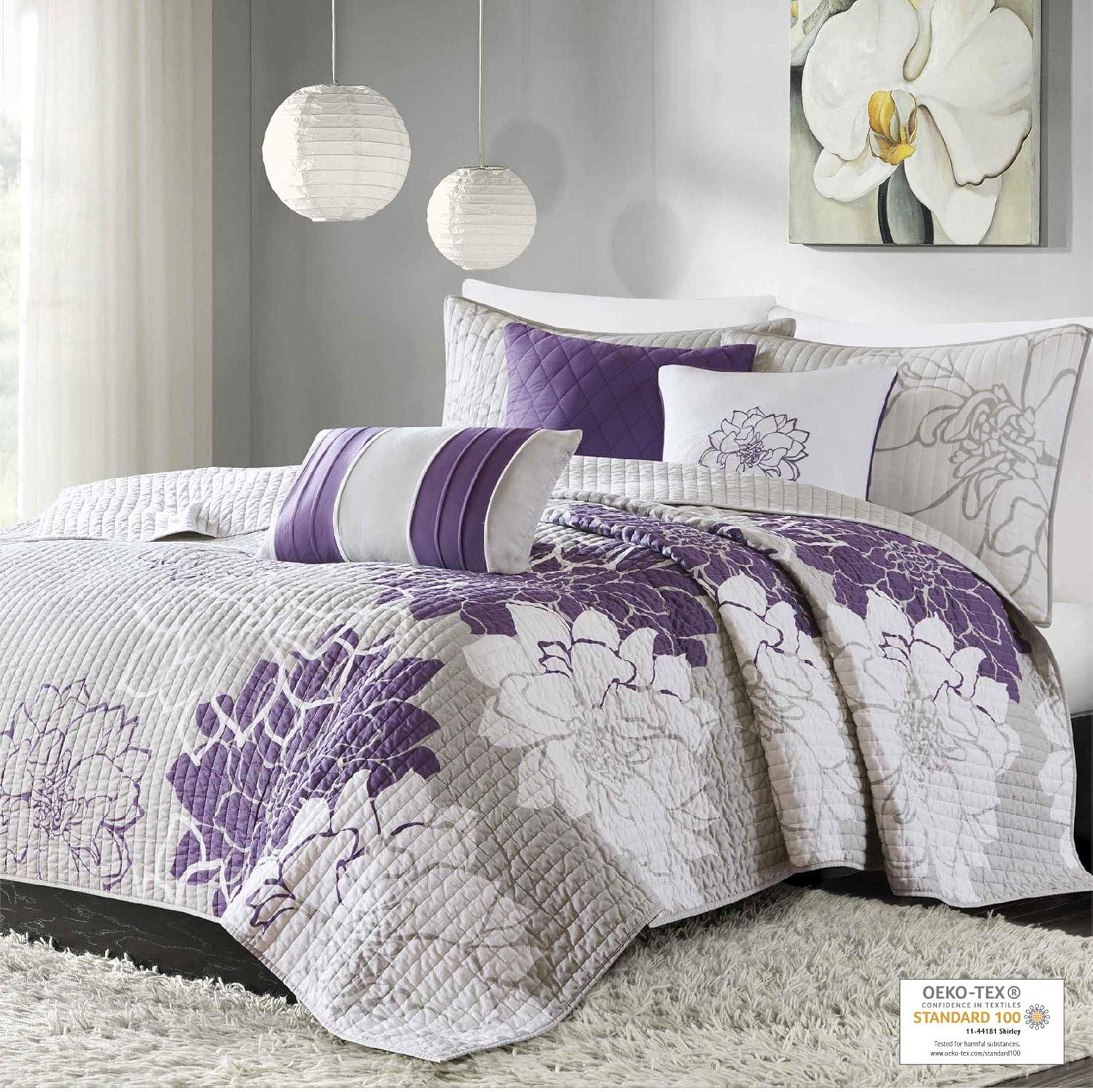 Madison Park Lola Floral 6 Piece Reversible Cotton Quilt Set