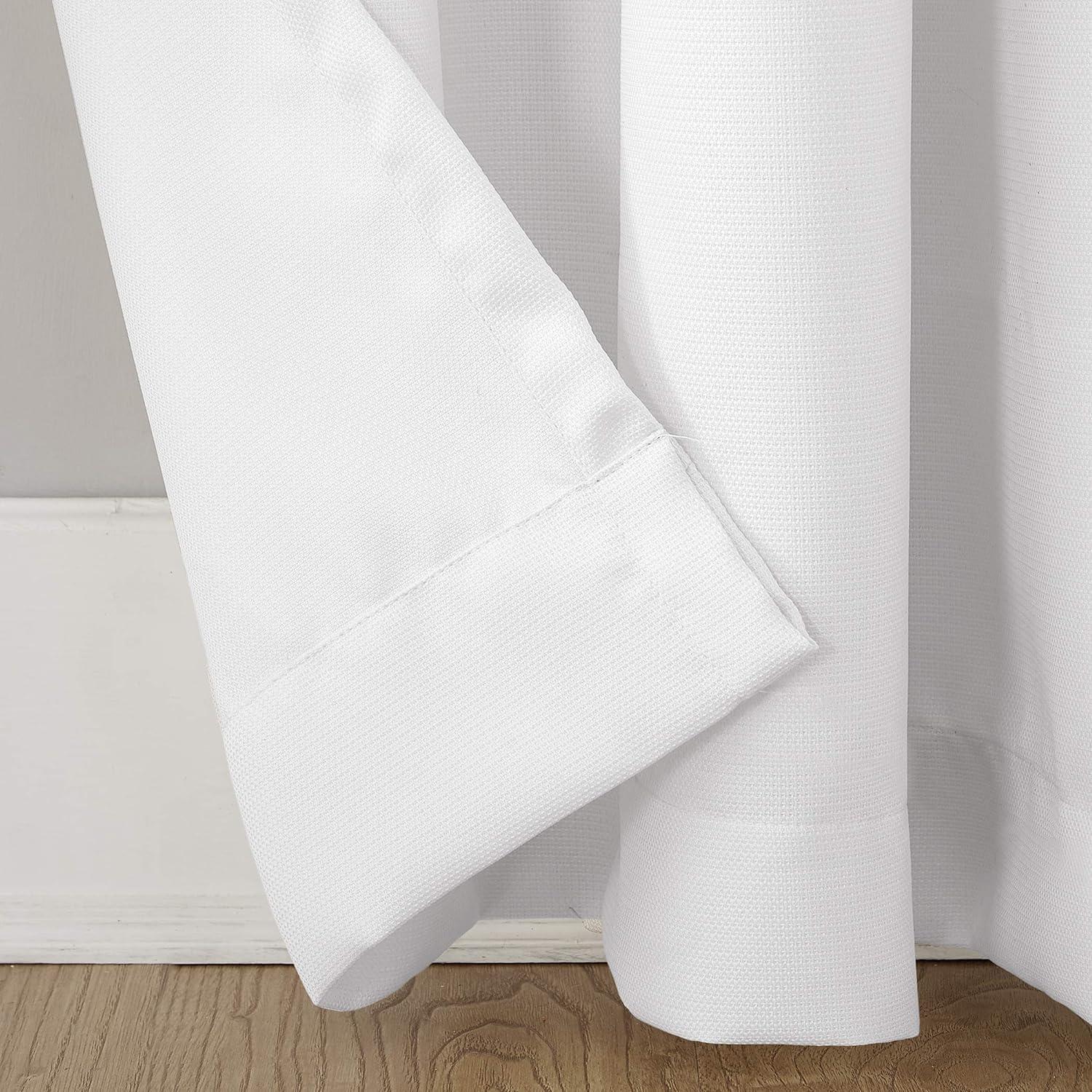 No. 918 Nathan Casual Textured Semi-Sheer Grommet Curtain Panel, 84.00" x 48.00", White