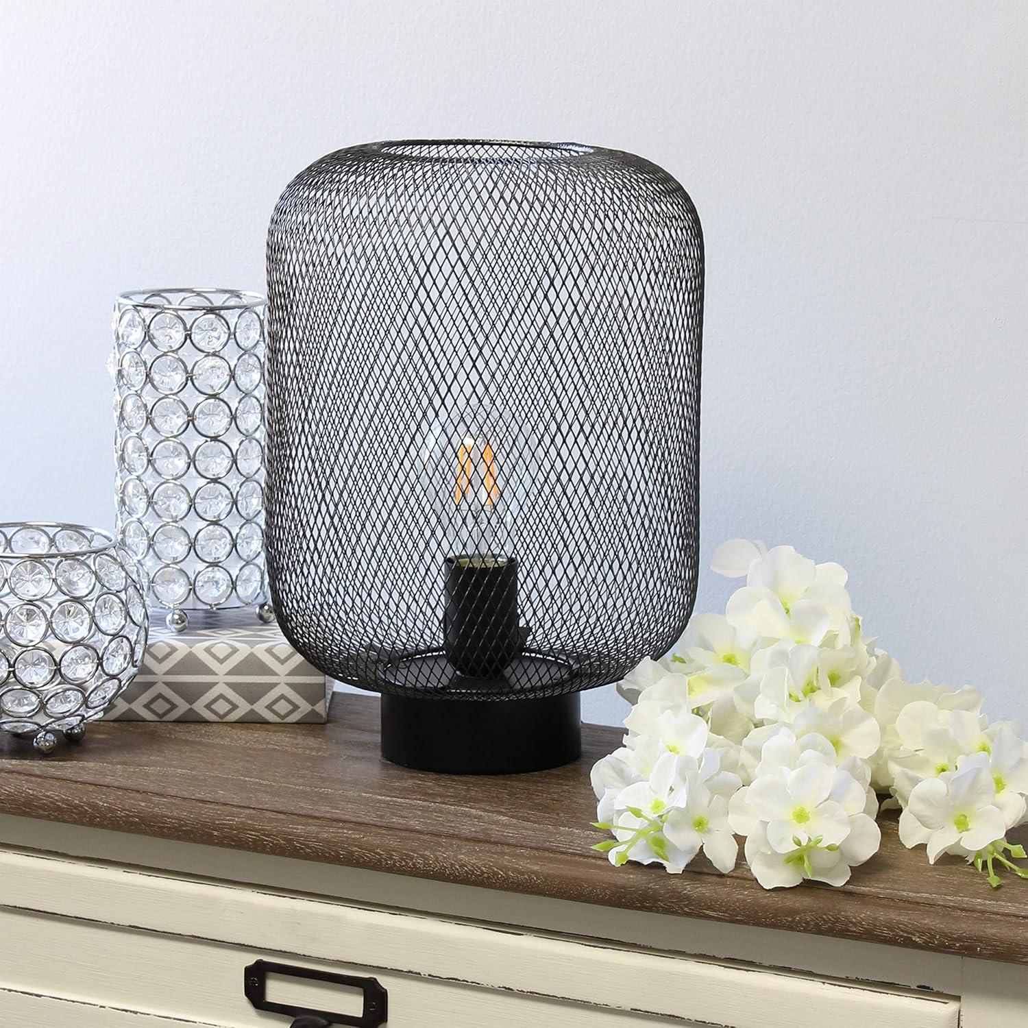 Metal Mesh Industrial Table Lamp Black - Simple Designs: ETL Listed, No Assembly Required
