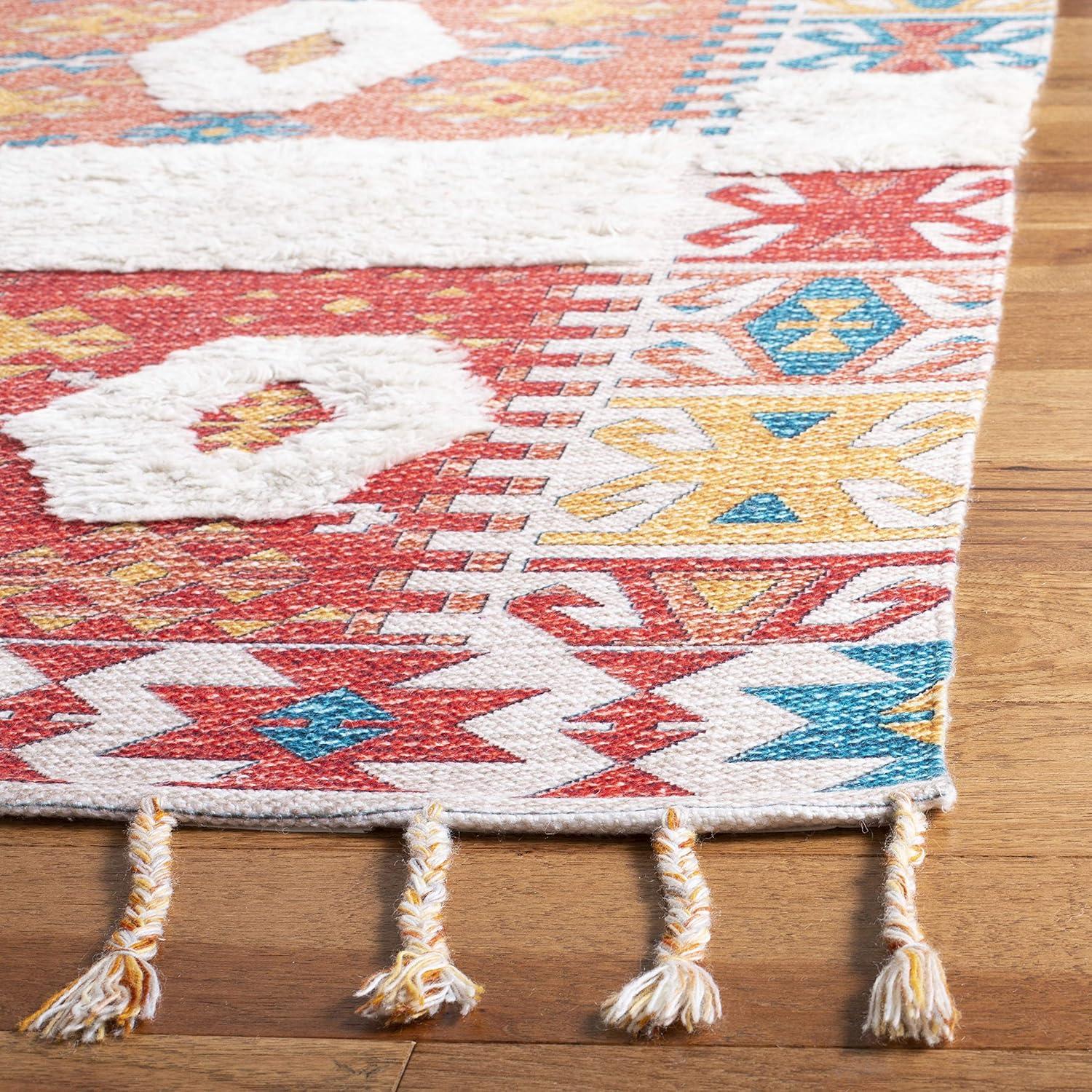 Saffron SFN105 Hand Loomed Indoor Area Rug - Rust/Beige - 5'x8' - Safavieh