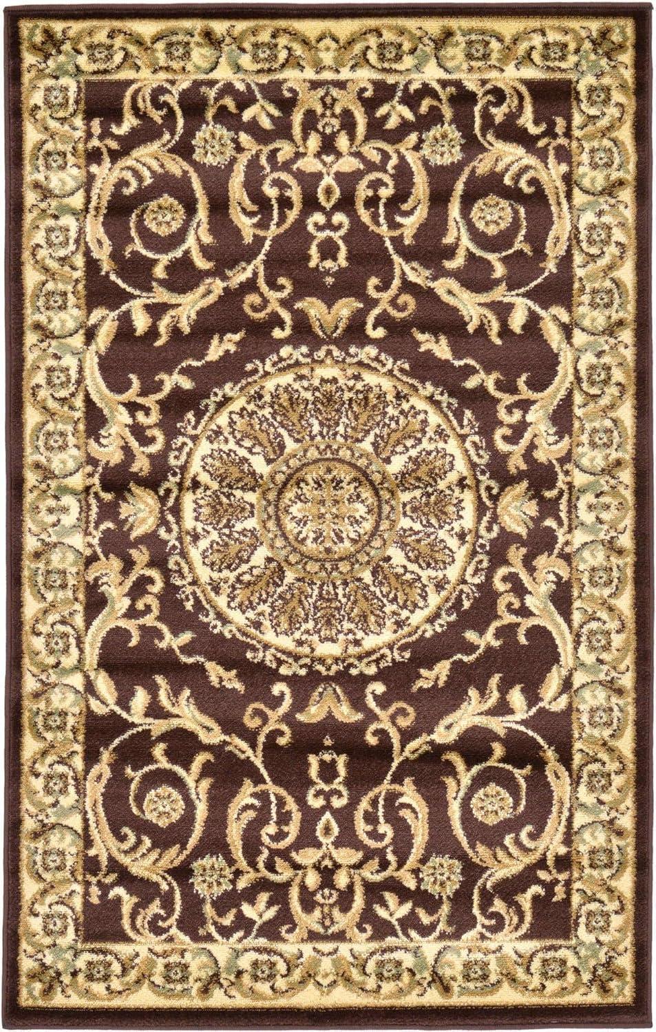 Unique Loom Versailles Collection Area Rug - Napoleon (3' 3" x 5' 3" Rectangle Brown/Cream)