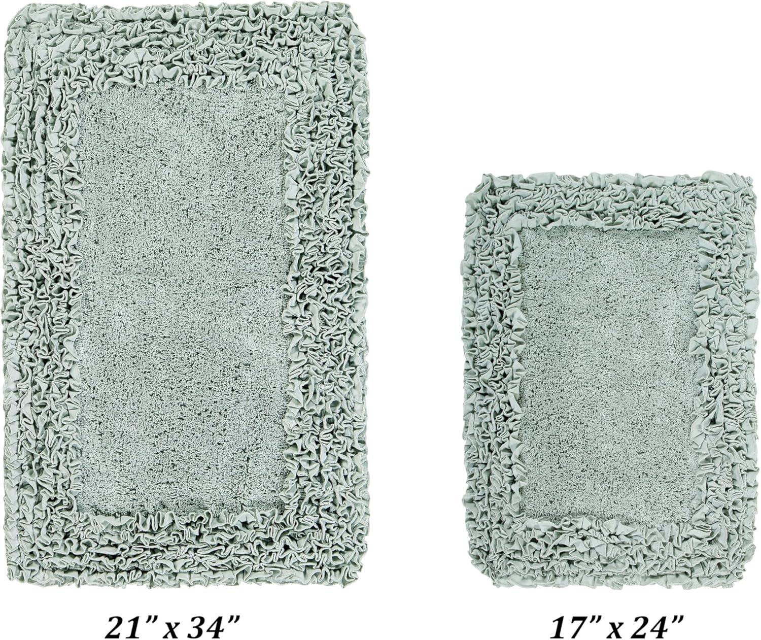 24"x40" Shaggy Border Collection Bath Rug Blue - Better Trends: Cotton Tufted, Machine Washable, No Backing