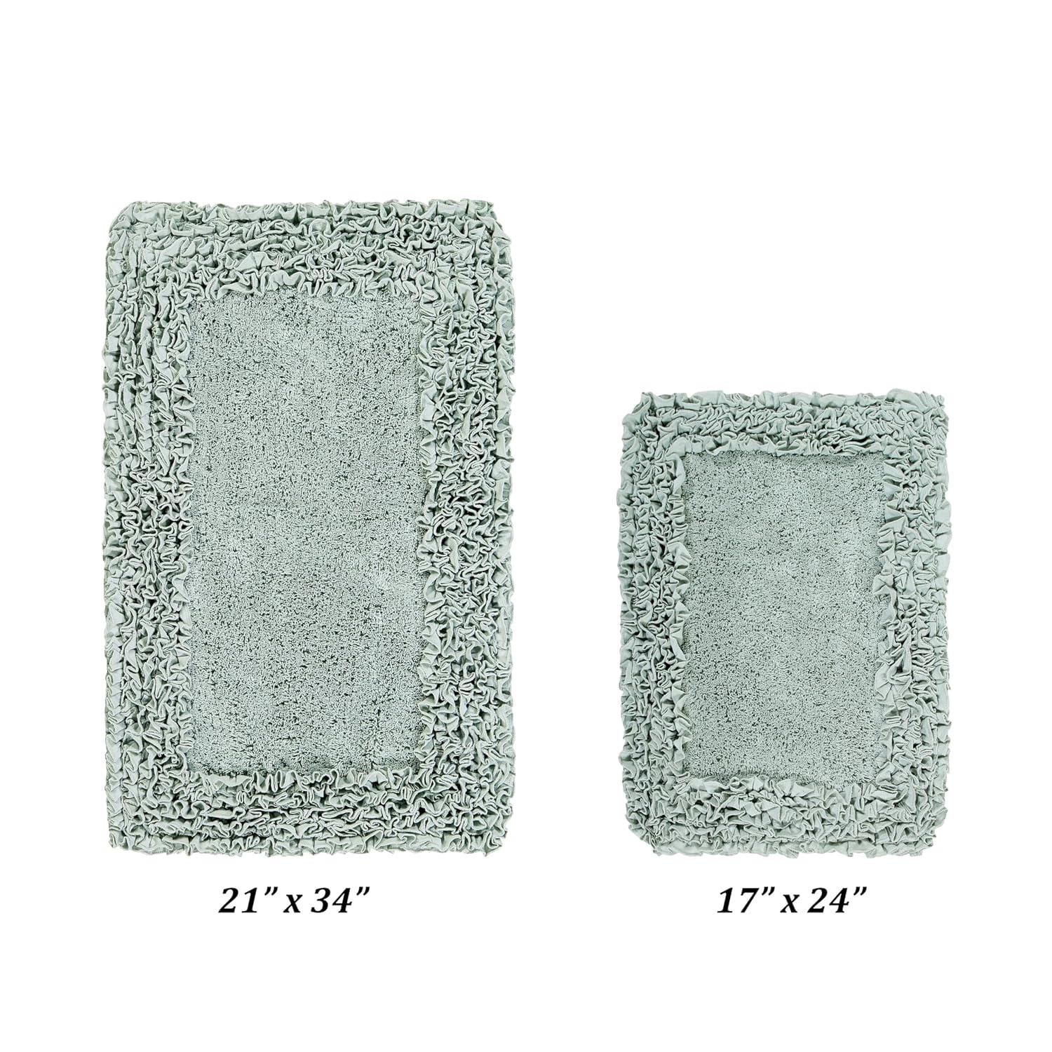 24"x40" Shaggy Border Collection Bath Rug Blue - Better Trends: Cotton Tufted, Machine Washable, No Backing
