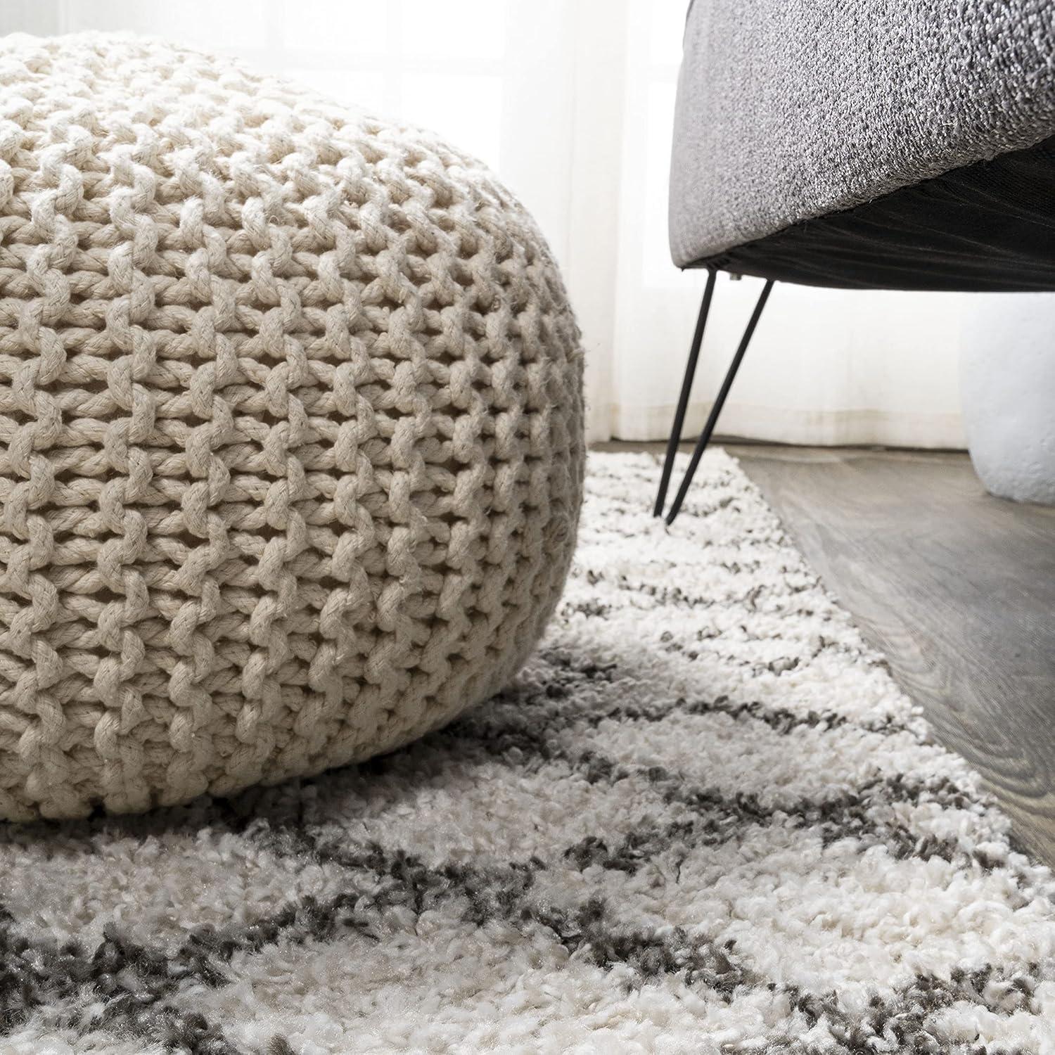 8'x10' Algaida Moroccan Diamond Shag Area Rug, Beige/Dark Gray - JONATHAN Y