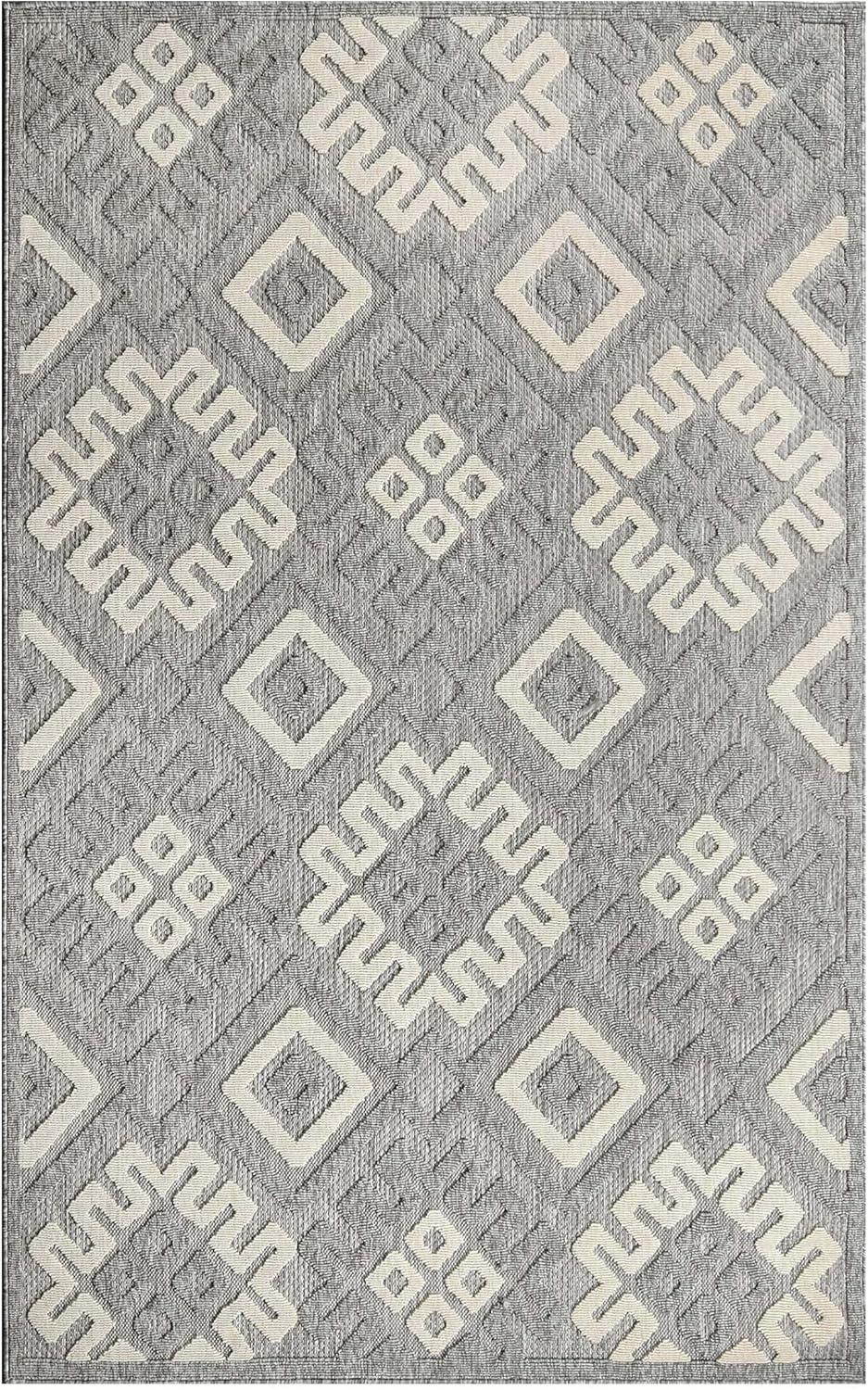 Modern Diamonds Geometric Indoor/Outdoor Area Rug, Gray, 5' 2" x 7' 2"