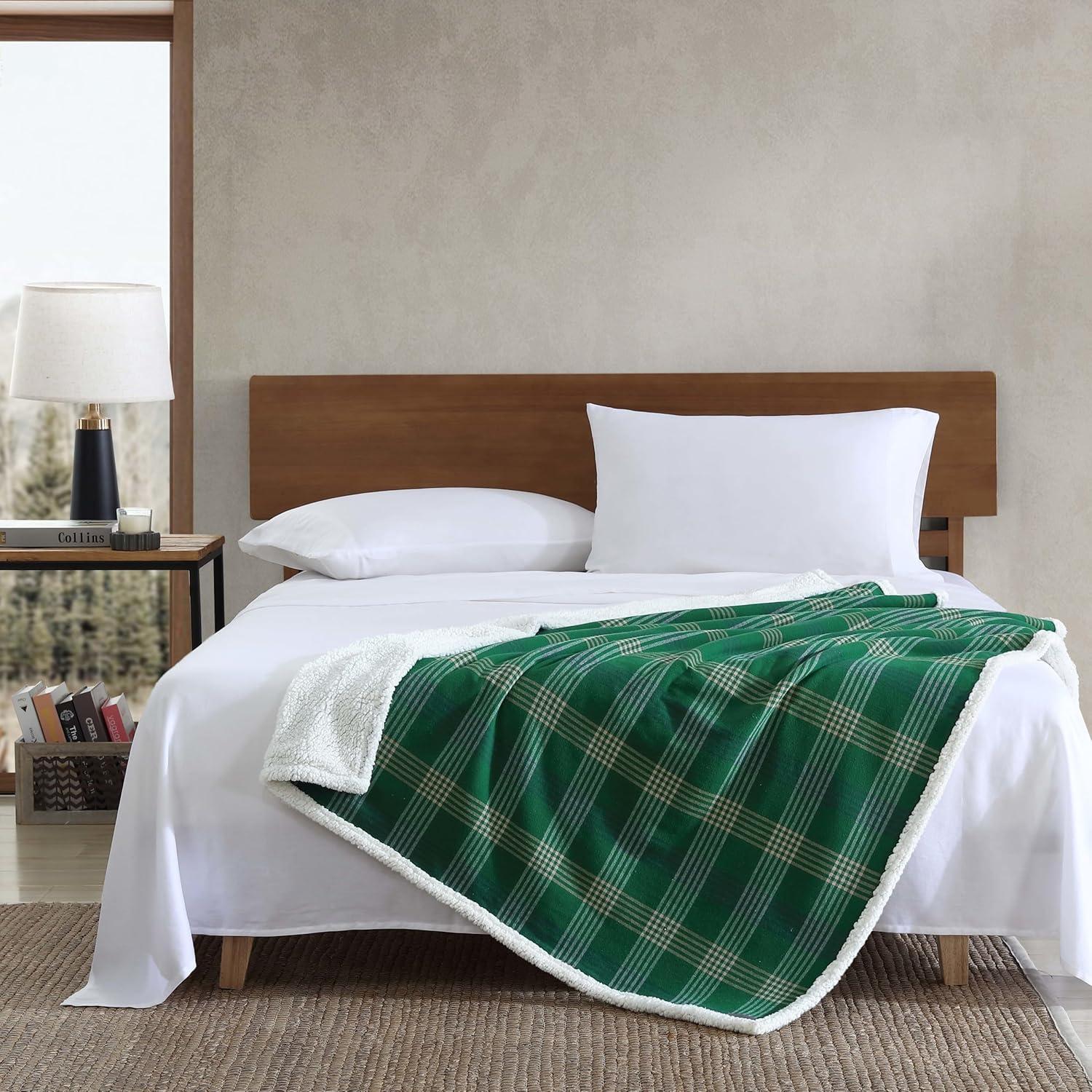 Eddie Bauer Printed Flannel/Sherpa Throw Blankets