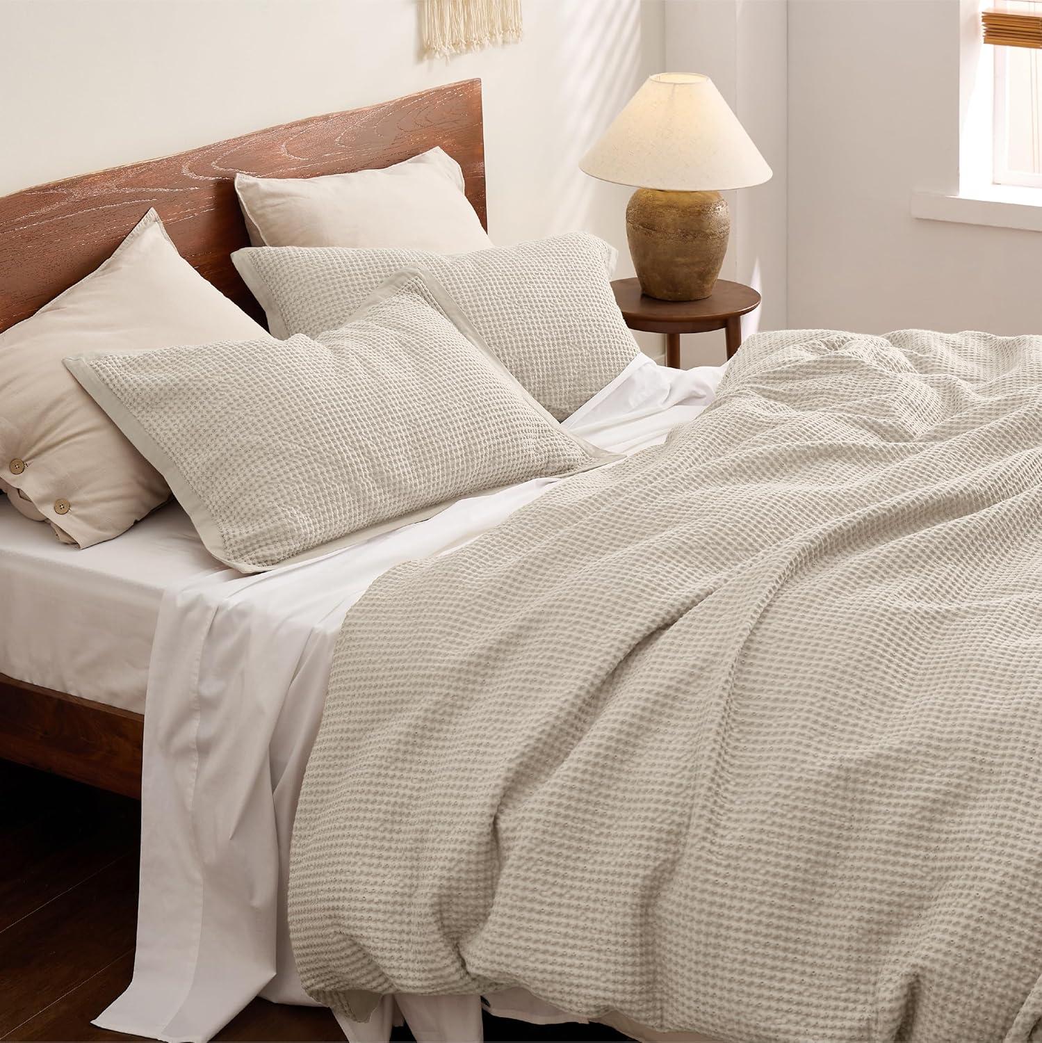 Bedsure Bedsure Cotton Duvet Cover Set - 100% Cotton Waffle Weave Coconut Duvet Cover