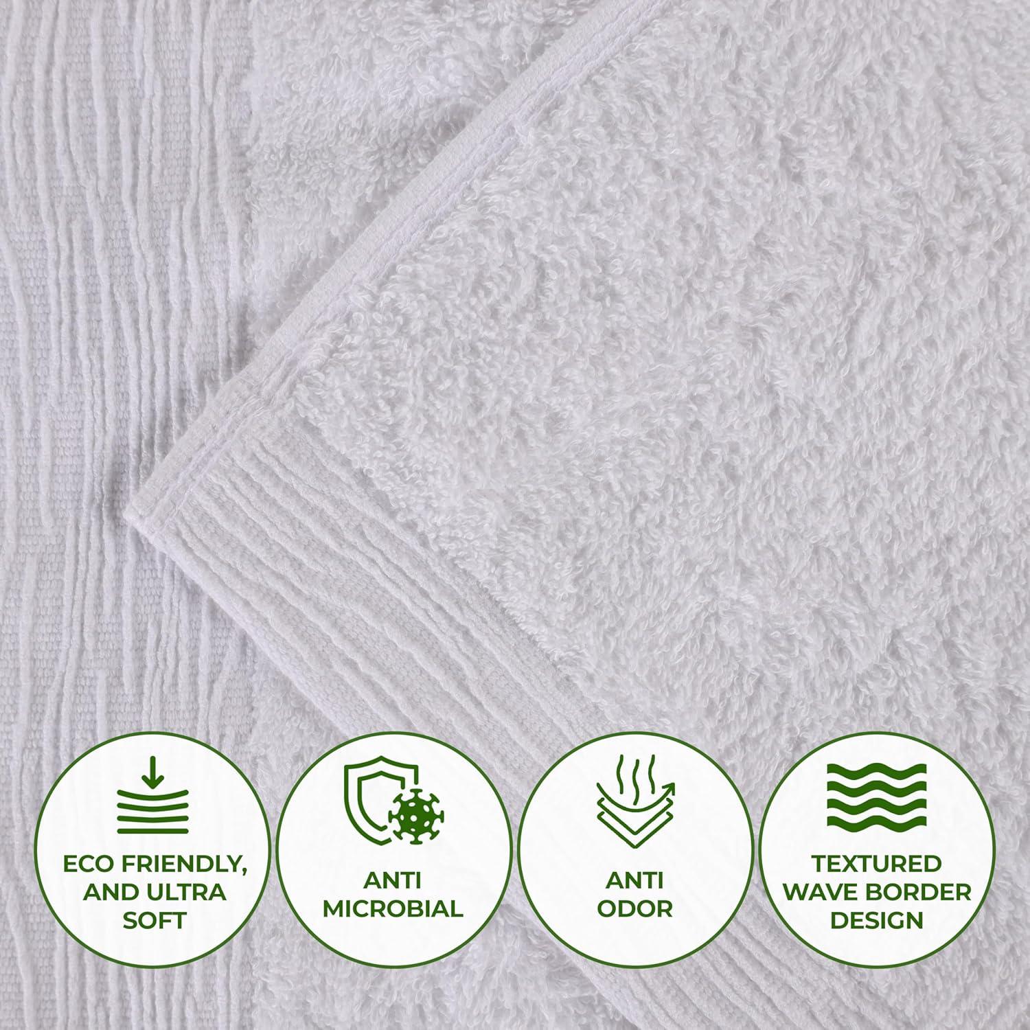 Superior Rayon from Bamboo Soft Modern 6-Piece Towel Set, White