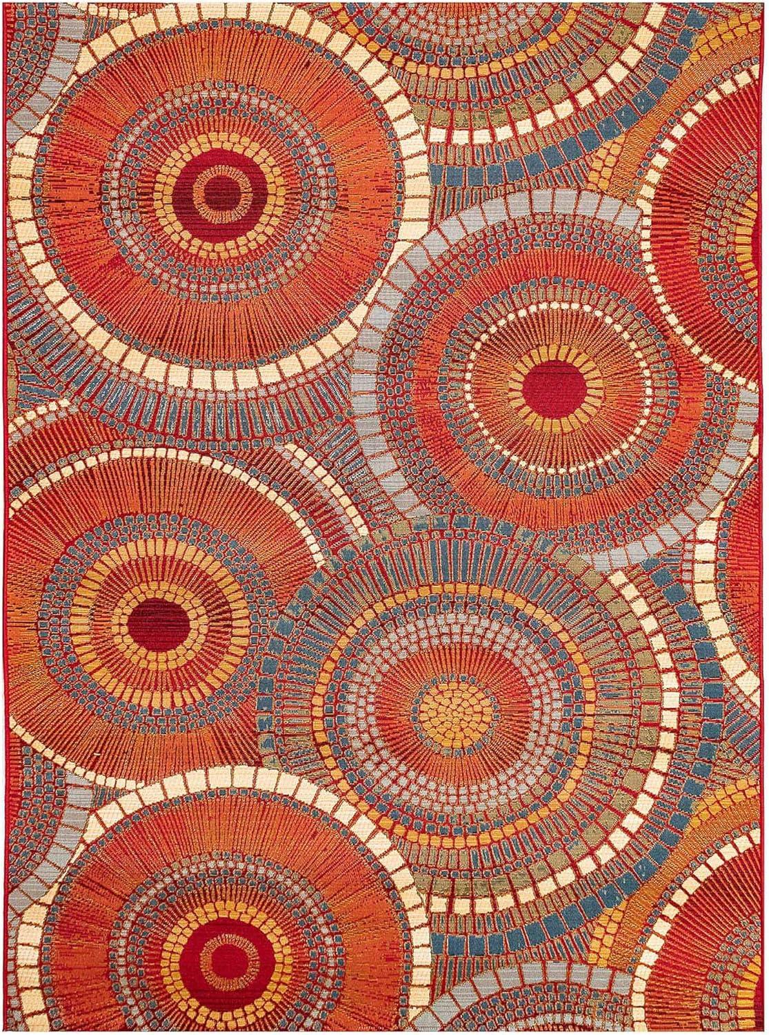 Liora Manne Marina Circles Indoor/Outdoor Rug Saffron 6'6" x 9'4"