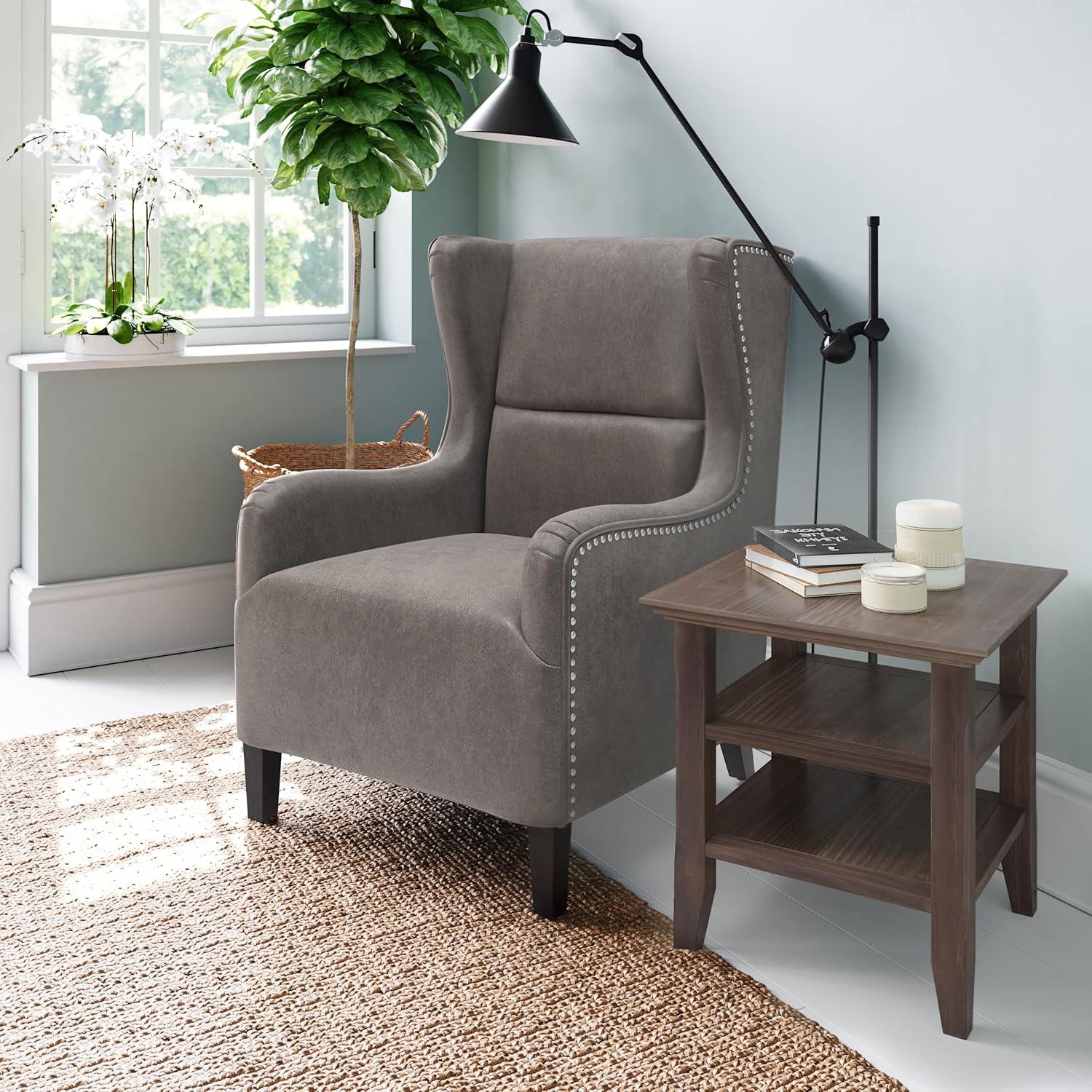 Acadian SOLID WOOD End Table in Warm Walnut Brown