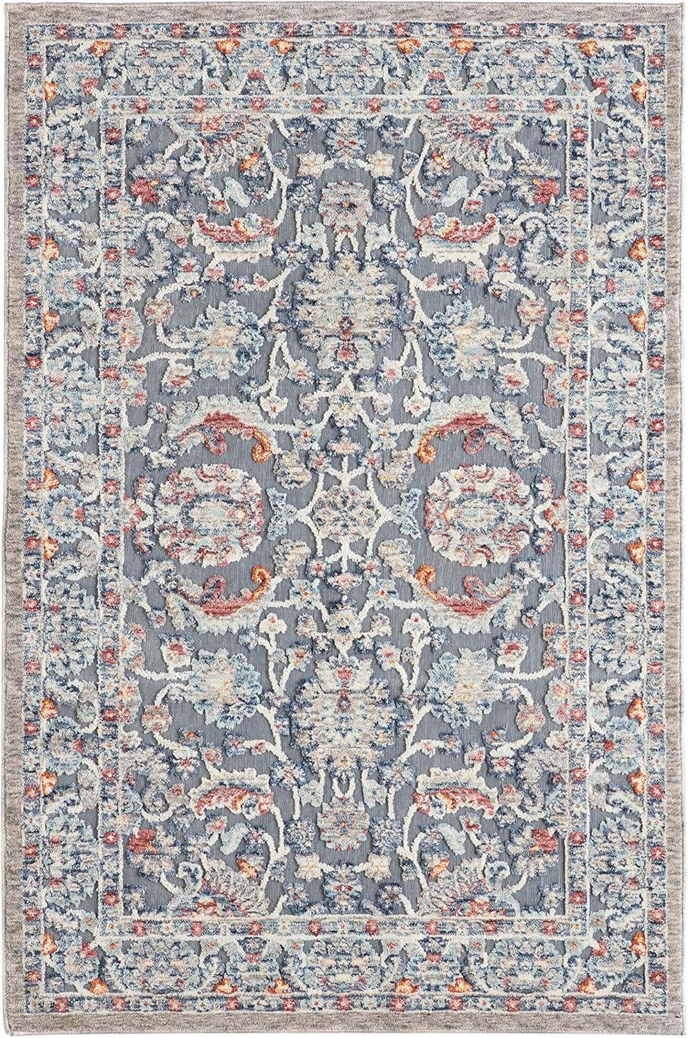 Laura Ashley Turkish Mystic Chenille Medallion Area Rug_Navy/Navy