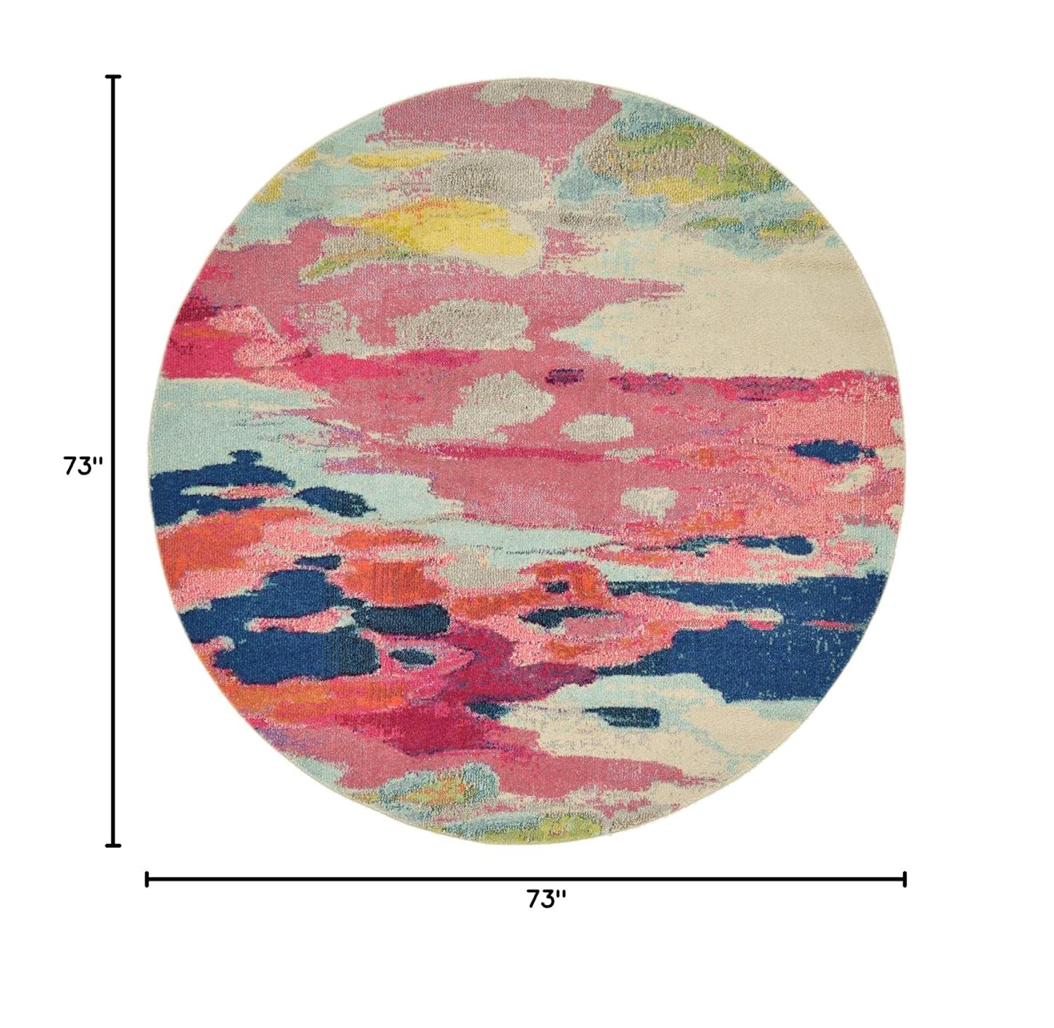 Unique Loom Estrella Collection Area Rug - Laurnell (6' 1" Round Pink/Orange)