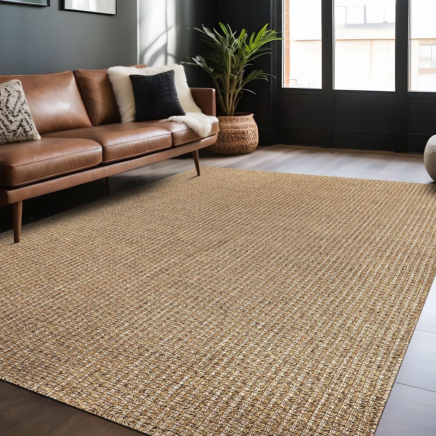 4'x6' Pata Hand Woven Chunky Jute Area Rug, Natural - JONATHAN Y