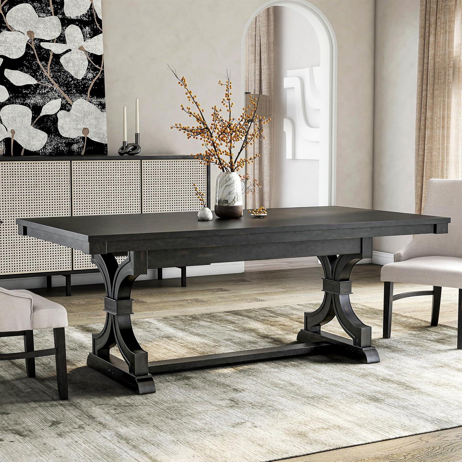 Furniture of America Kindrel Wood Rectangular Dining Table in Black