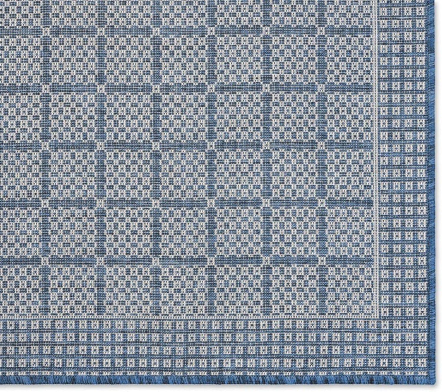 Nicole Miller New York Patio Country Luna Geometric Indoor/Outdoor Area Rug, Blue/Gray