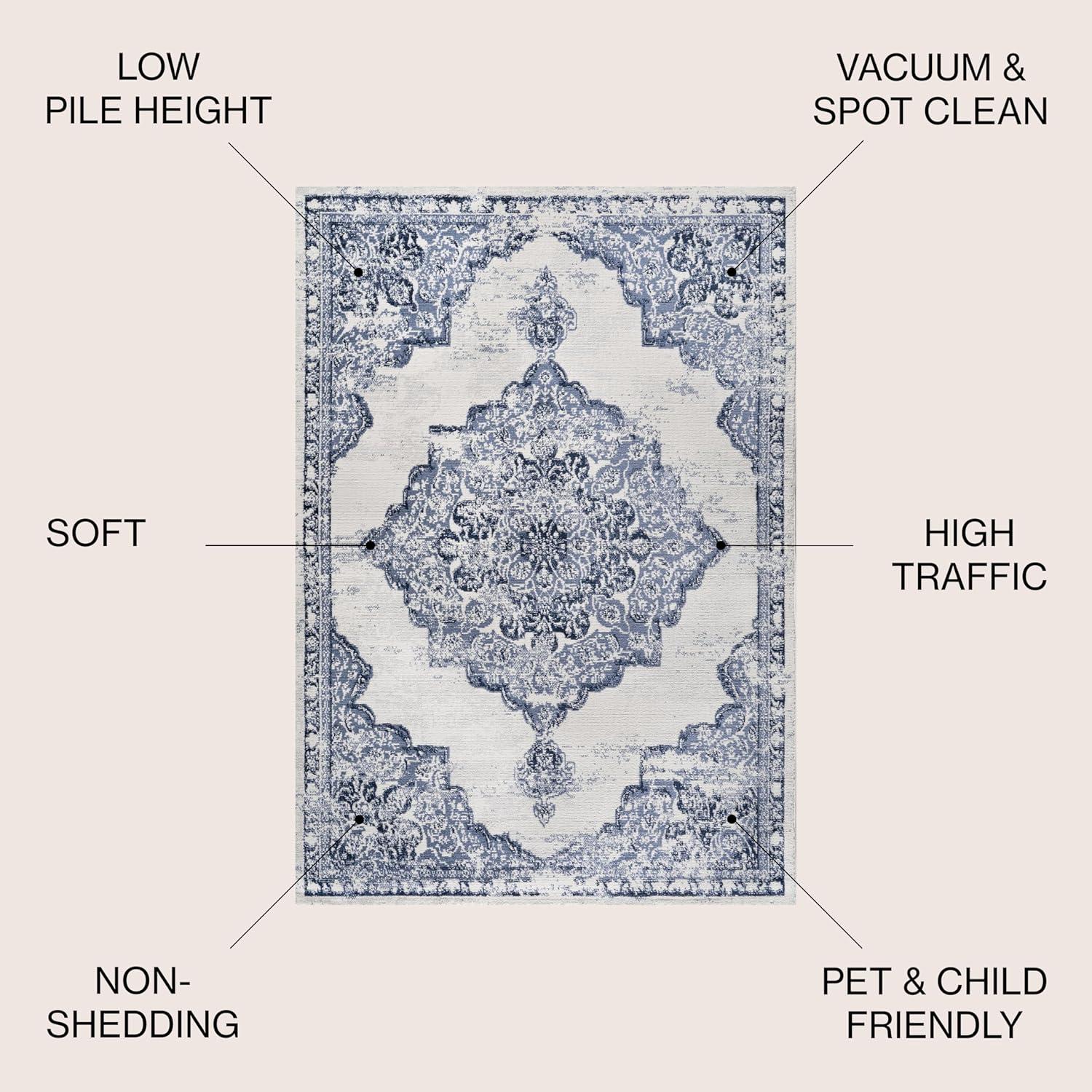 8'x10' Alhambra Ornate Medallion Modern Area Rug, Light Blue/Ivory - JONATHAN Y