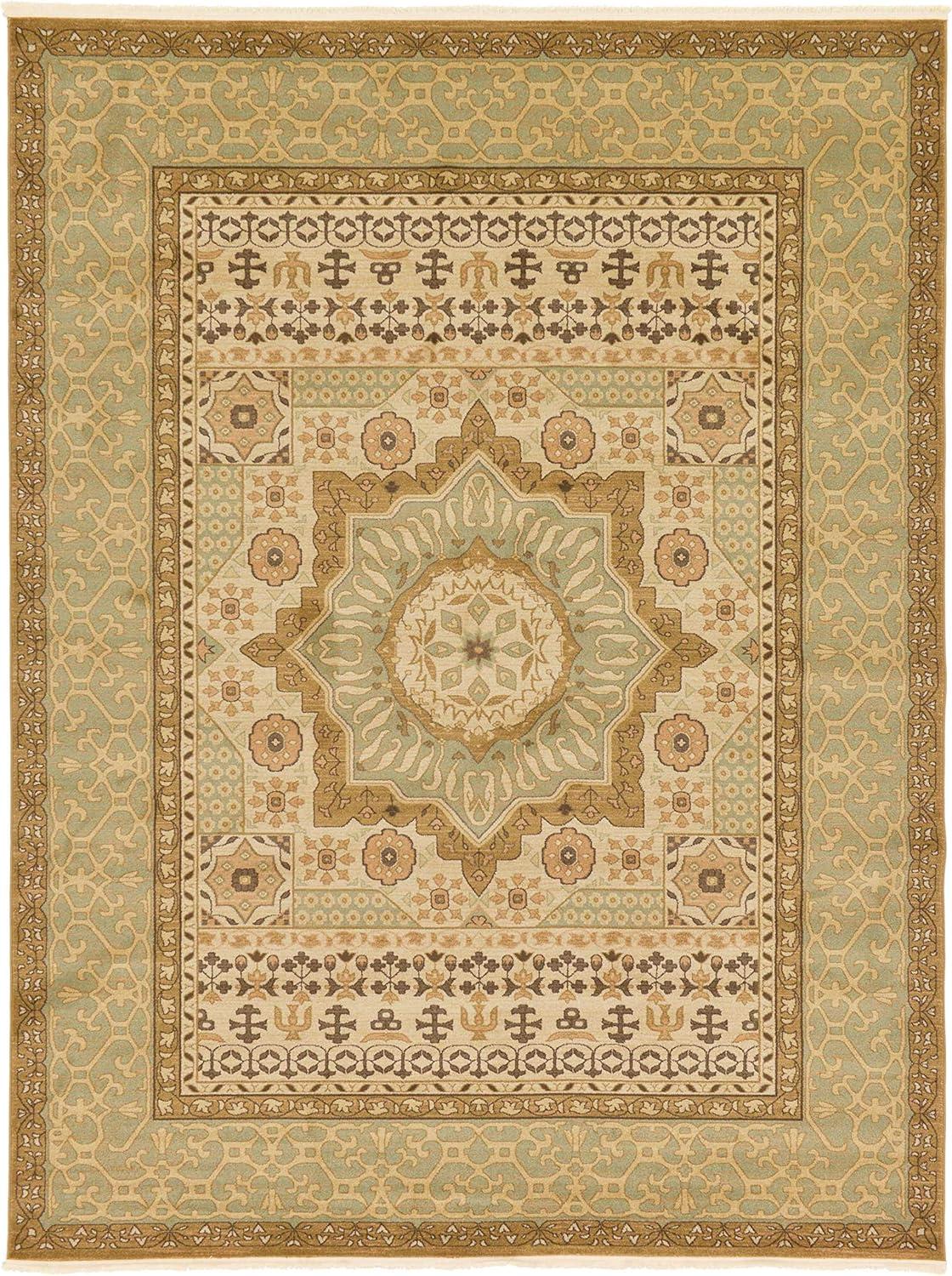 Elegant Cream 9' x 12' Synthetic Rectangular Area Rug