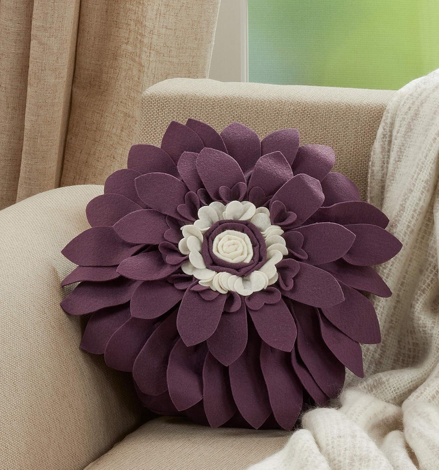 Saro Fleur De Jardin Collection Appliqued Throw Pillow