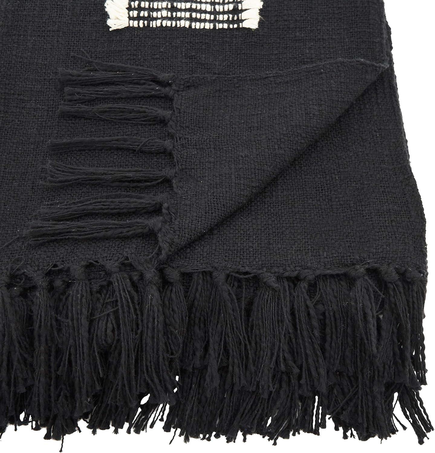 50"x60" Cotton Throw Blanket with Fringed Lines - Saro Lifestyle