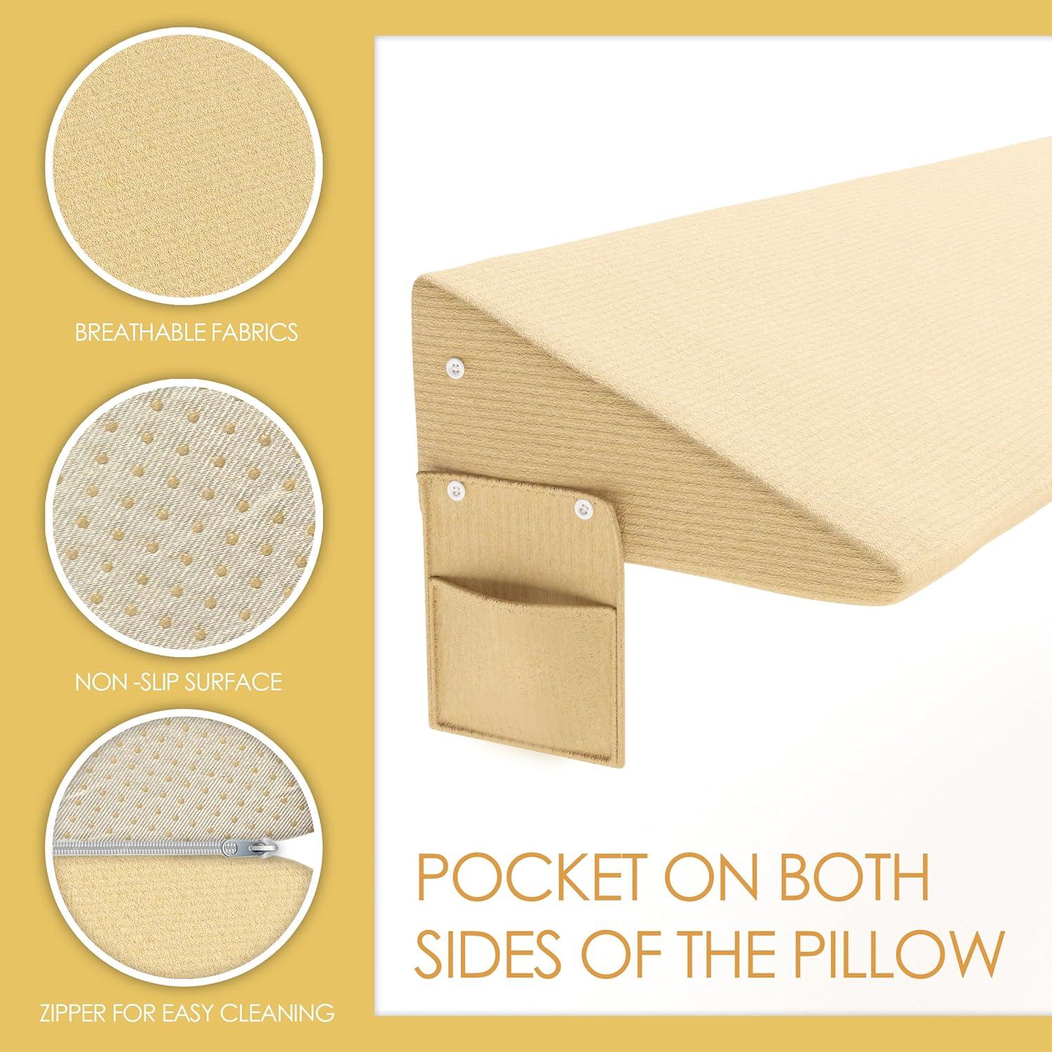 Queen Size (58"x11"x6") Bed Wedge Pillow Gap Filler for Headboard/Bed Mattress, Fills Gaps (0-8"), Supports Neck and Stops Pillow from Falling Down Ultra Comfortable Washable Cover