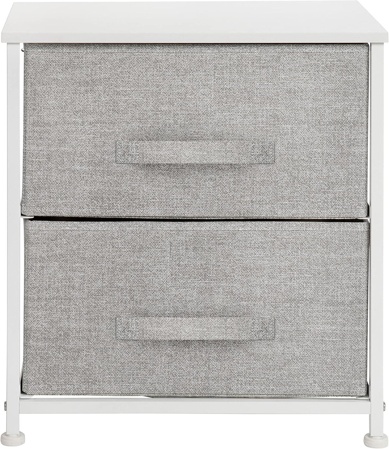 Flash Furniture Malone 2 Drawer Storage Stand with Wood Top & Fabric Pull Drawers