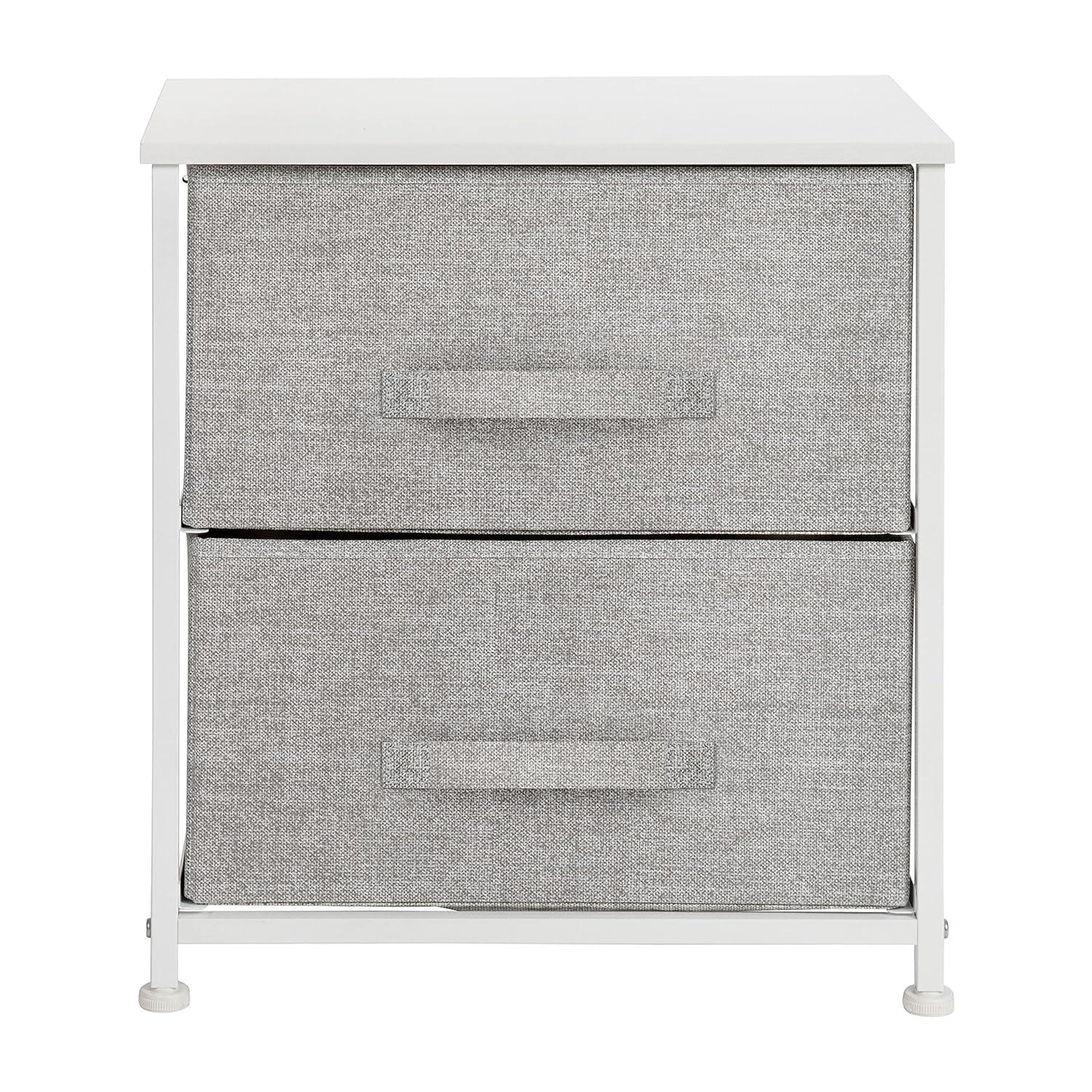 Flash Furniture Malone 2 Drawer Storage Stand with Wood Top & Fabric Pull Drawers