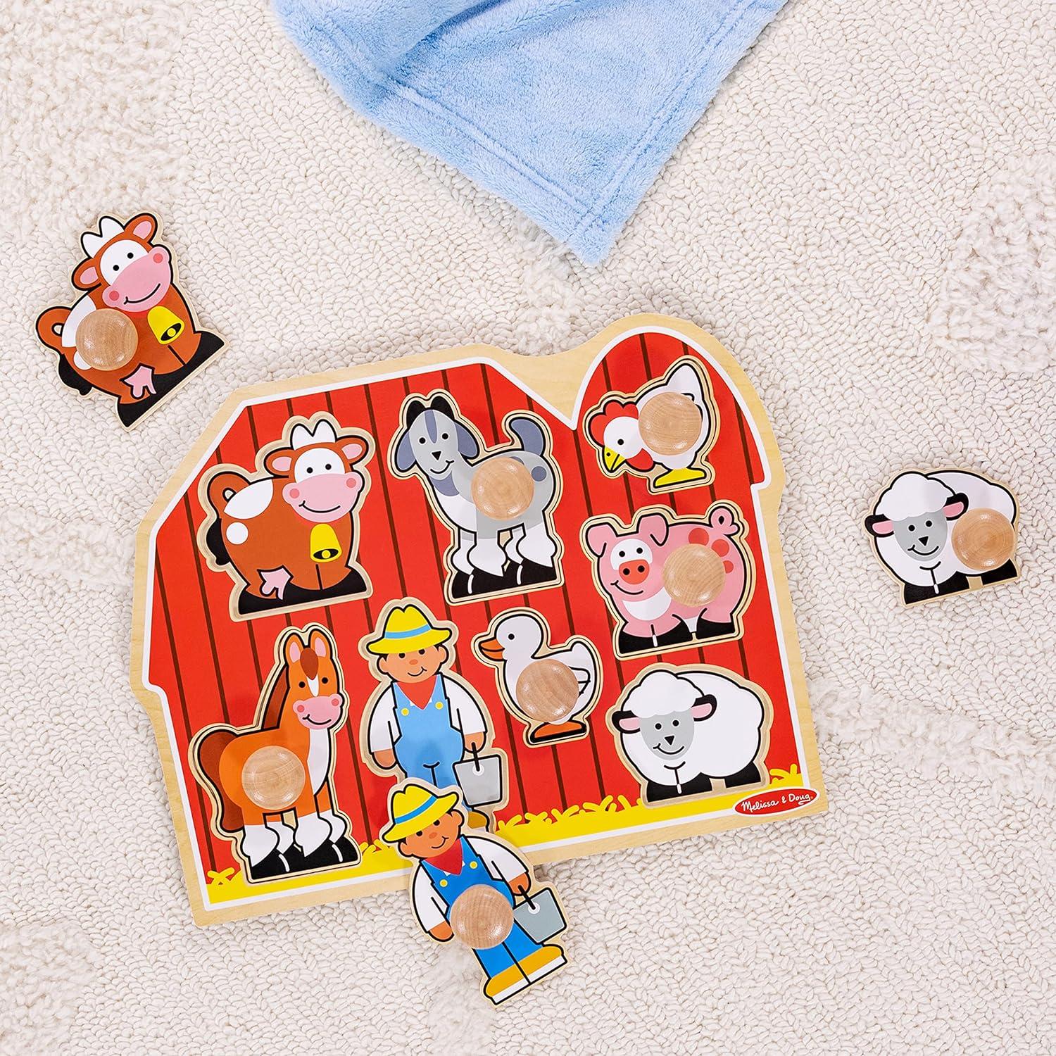 Melissa & Doug Farm Animals Jumbo Knob Wooden Puzzle (8pc)