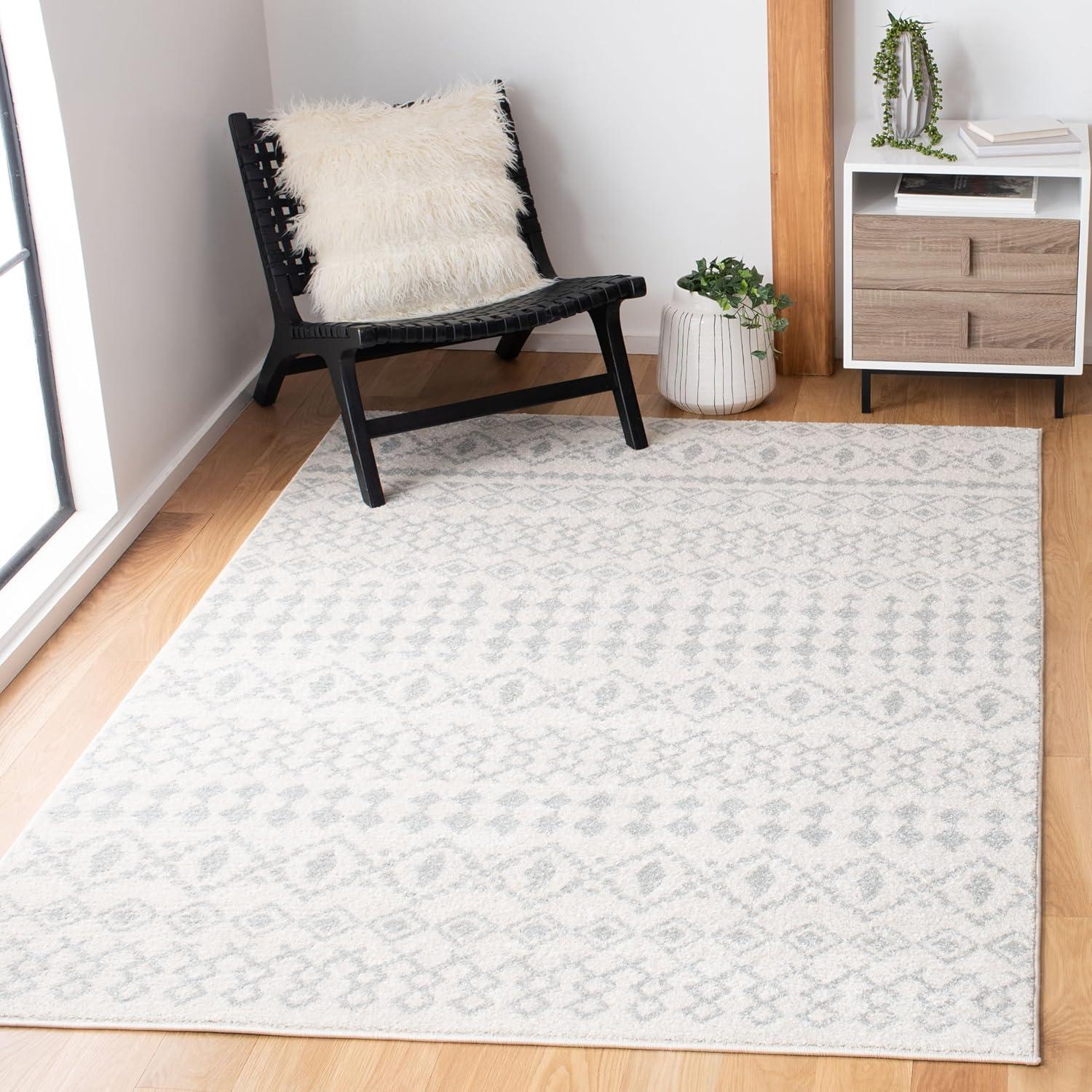 Tulum TUL240 Power Loomed Indoor Area Rug - Ivory/Light Grey - 5'3"x7'6" - Safavieh