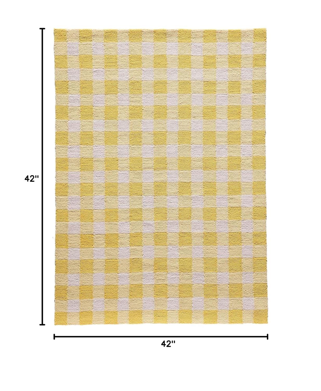 3'6"x5'6" Gingham Rug Yellow - Momeni: Geometric Tufted Indoor Accent, Low Pile, Cotton Backing
