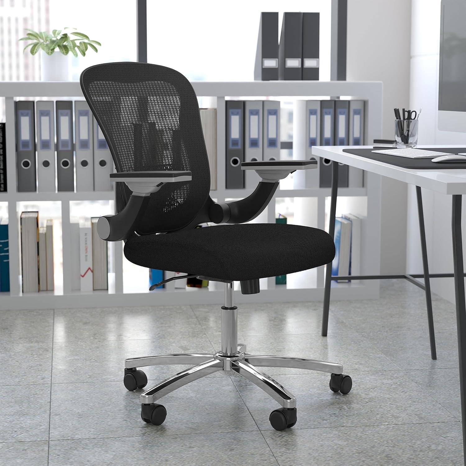 Sam Mid-Back Black Mesh Executive Chair with Adjustable Swivel Arms