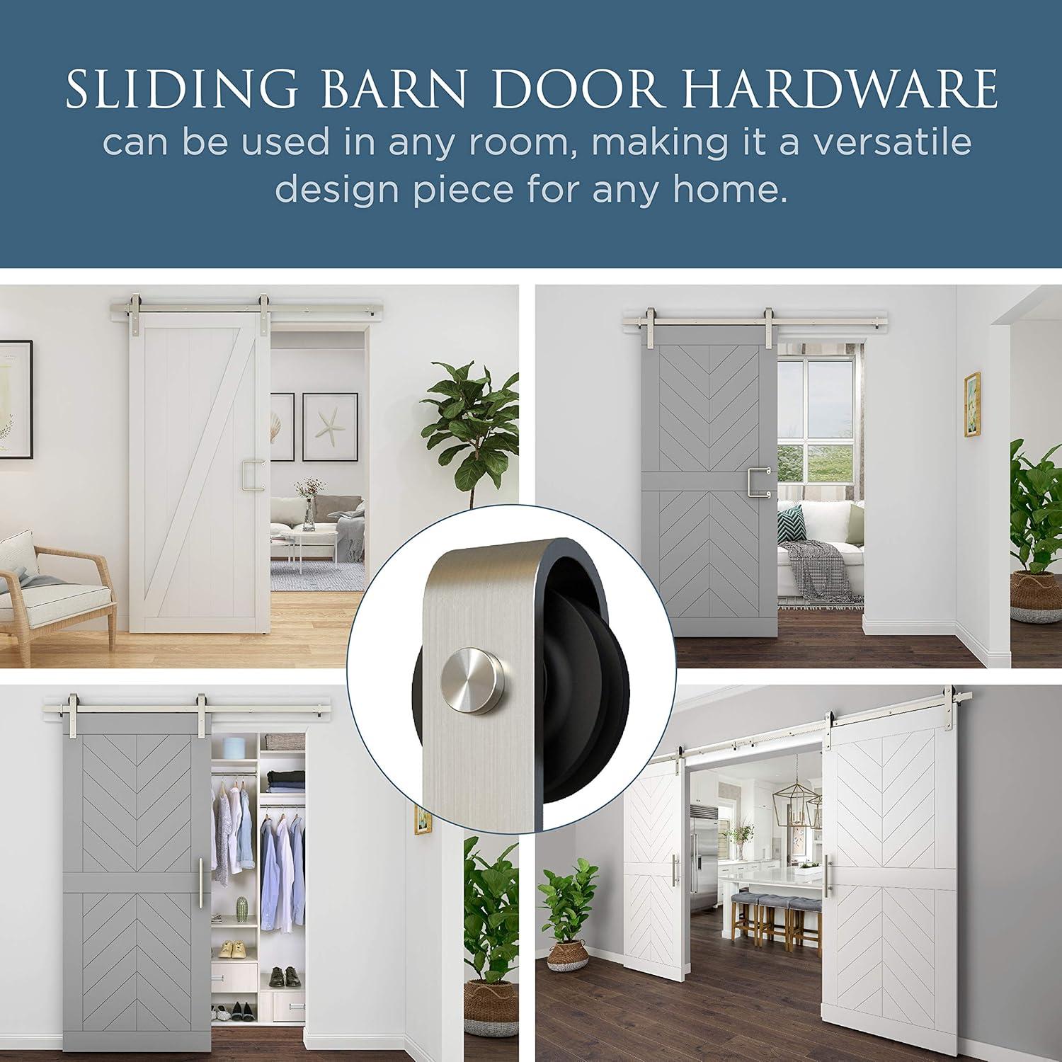 928 72" 2 piece Classic Interior Barn Door Kit - Satin Nickel