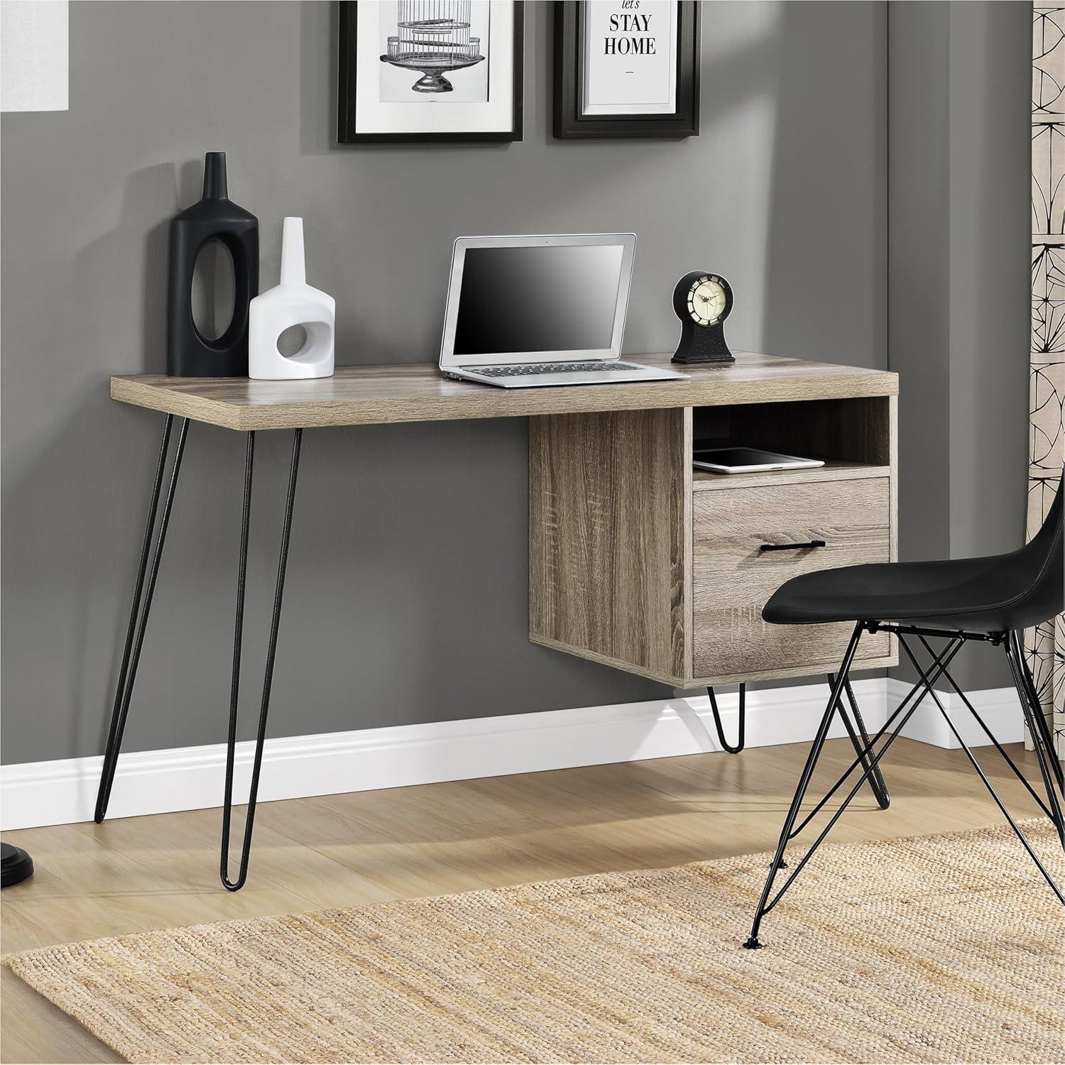 Ameriwood Home Landon Computer Desk, Distressed Gray Oak