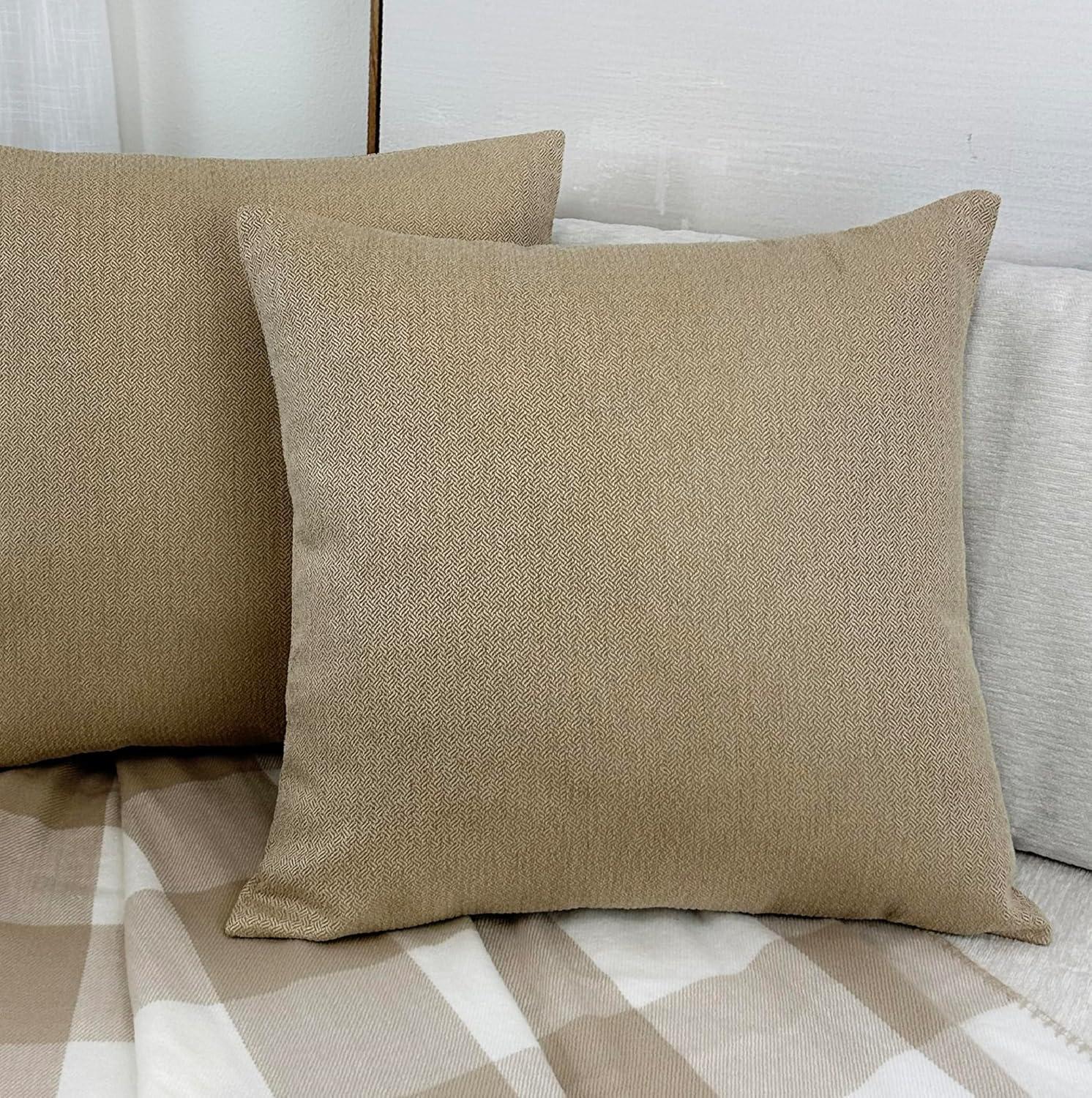 Aiking 2 Pieces of 18" x 18" Brushed 100% Polyester Decorative Throw Pillow Covers, Zipper Closure, Brass