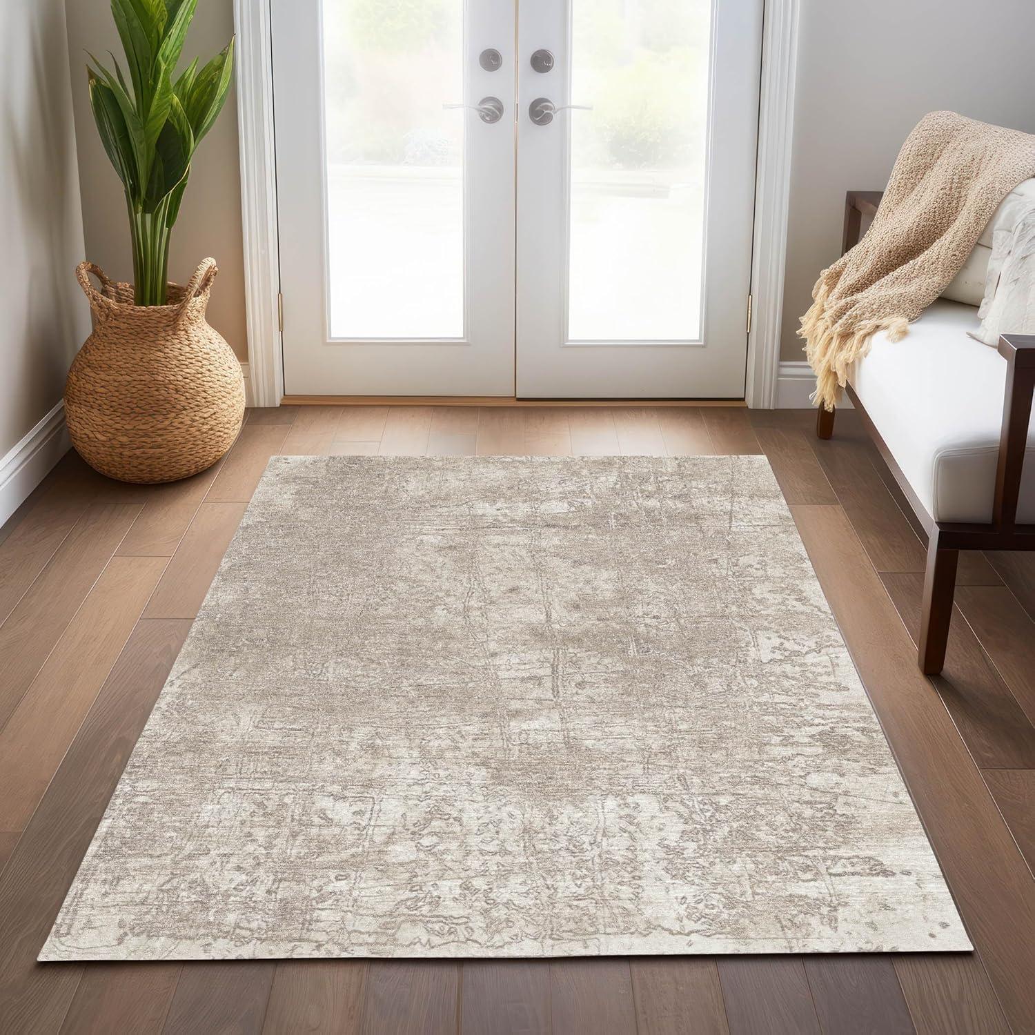 Ivory Flat Woven Synthetic Reversible Area Rug 2'6" x 3'10"