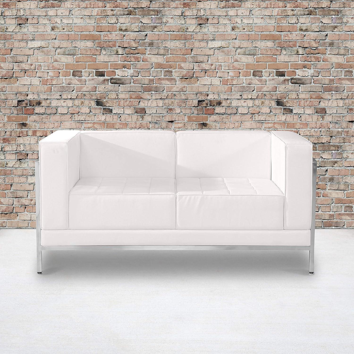 Flash Furniture Imagination Leather Reception Loveseat in White