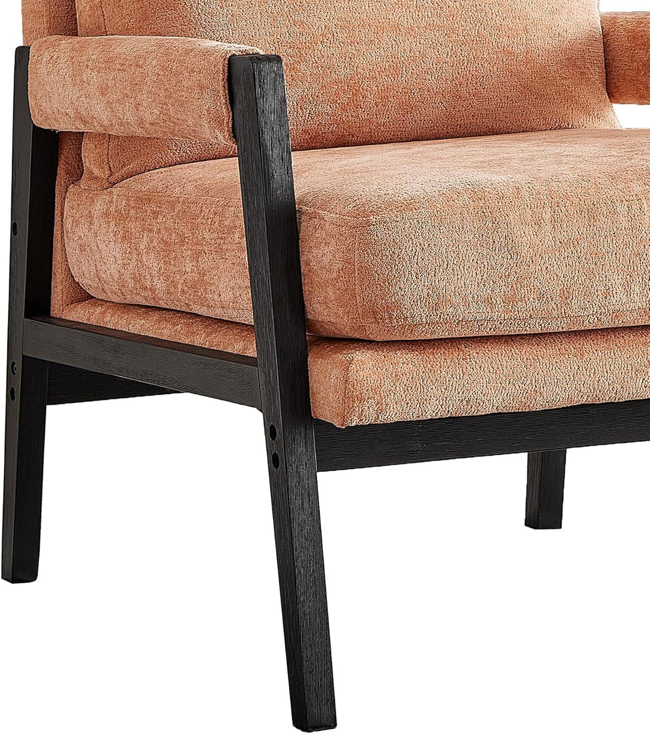 Roundhill Furniture Kelly Mid-Century Modern Chenille Upholstered Accent Armchair Orange