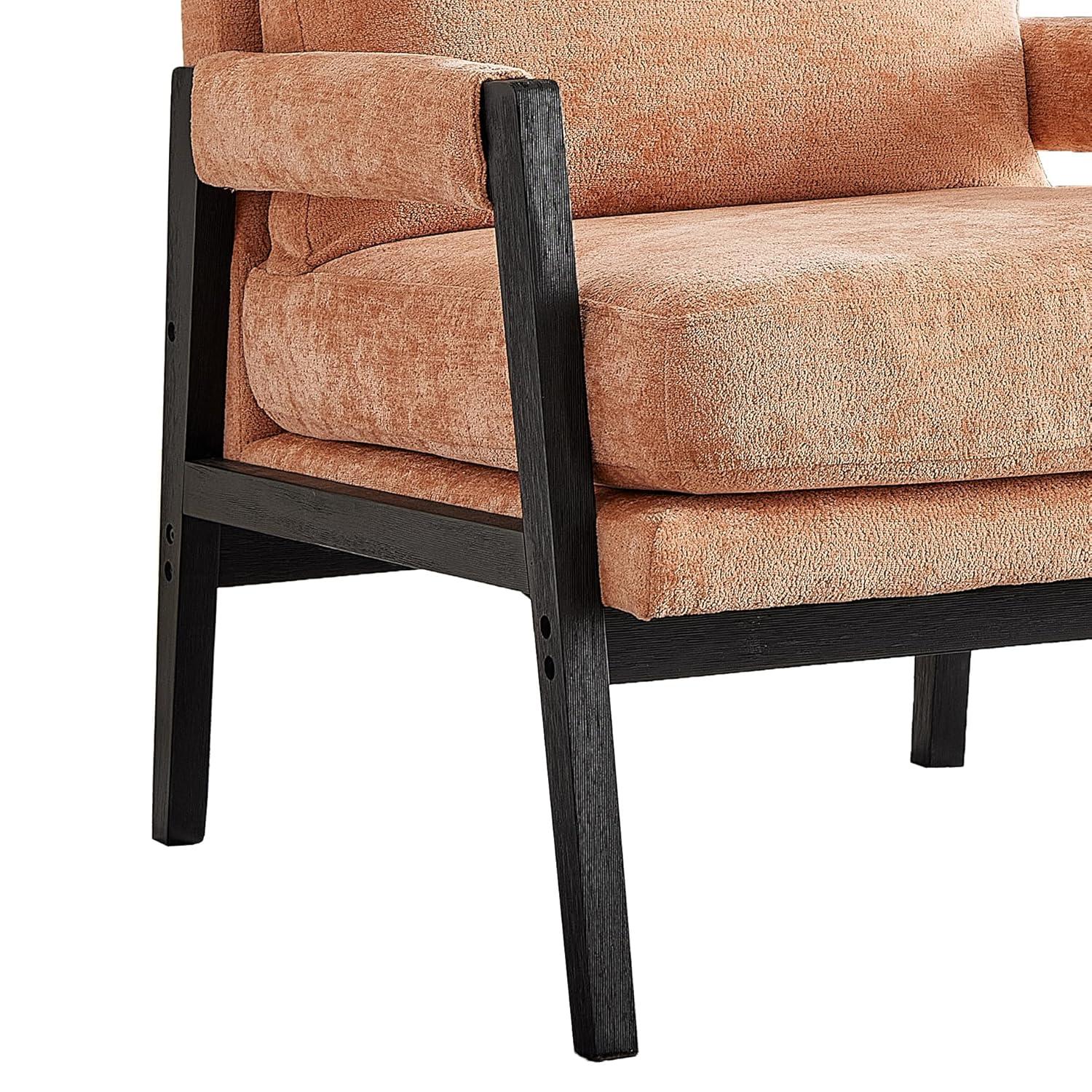 Roundhill Furniture Kelly Mid-Century Modern Chenille Upholstered Accent Armchair Orange
