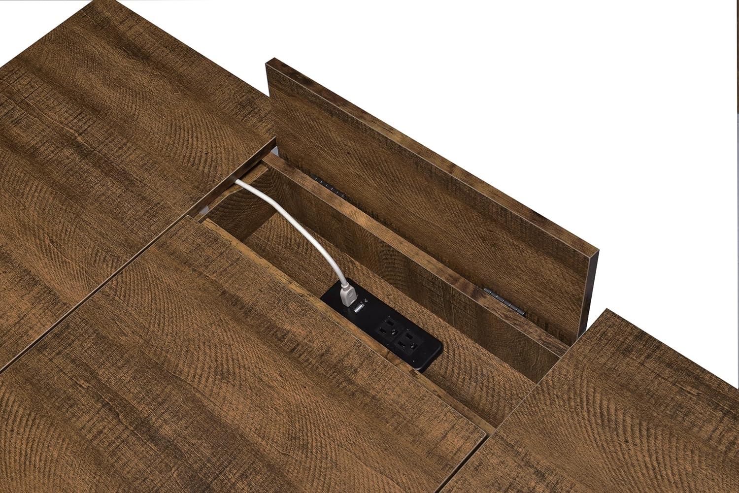 Sheeran Storage Writing Desk with Hairpin Legs Rustic Amber - Coaster: Industrial Style, Enclosed Cabinet, USB Ports