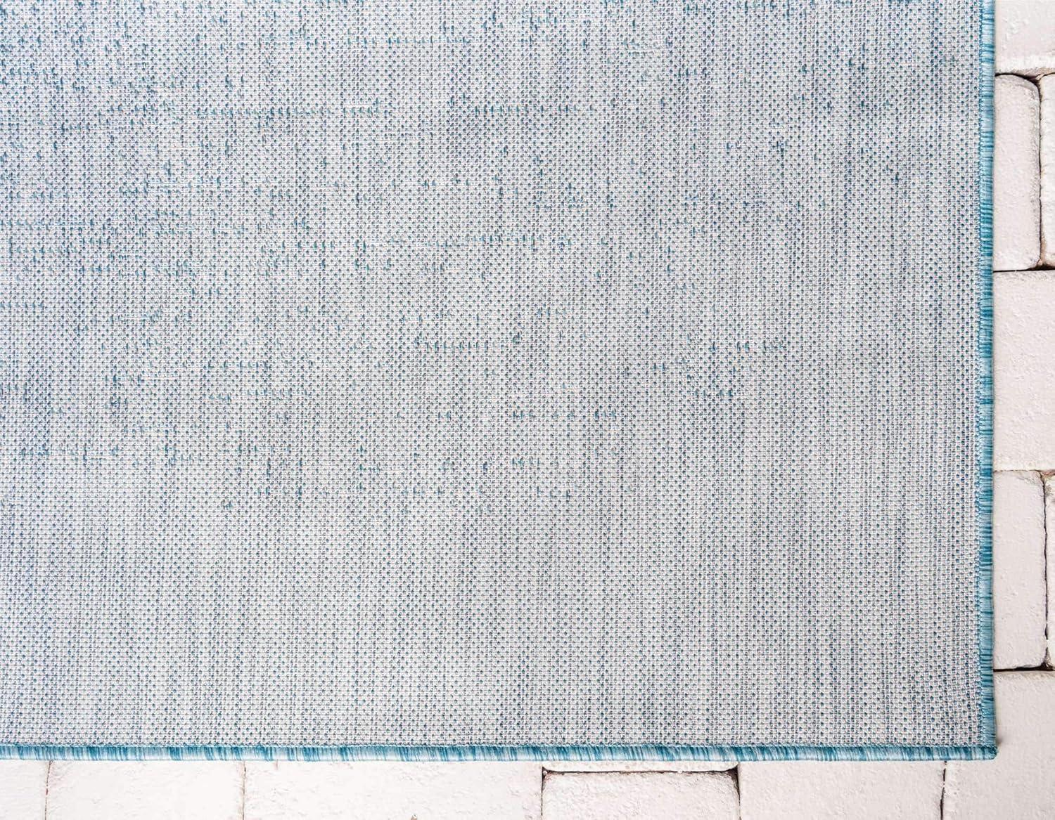 Unique Loom Ombre Outdoor Modern Rug , 4' 0" x 6' 0" ,Aqua